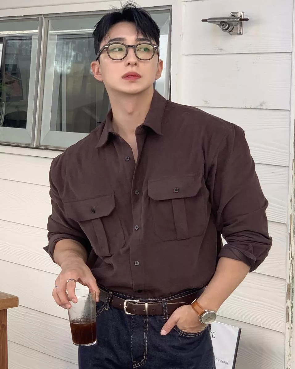 春秋 西部風 雙口袋燈芯絨襯衫