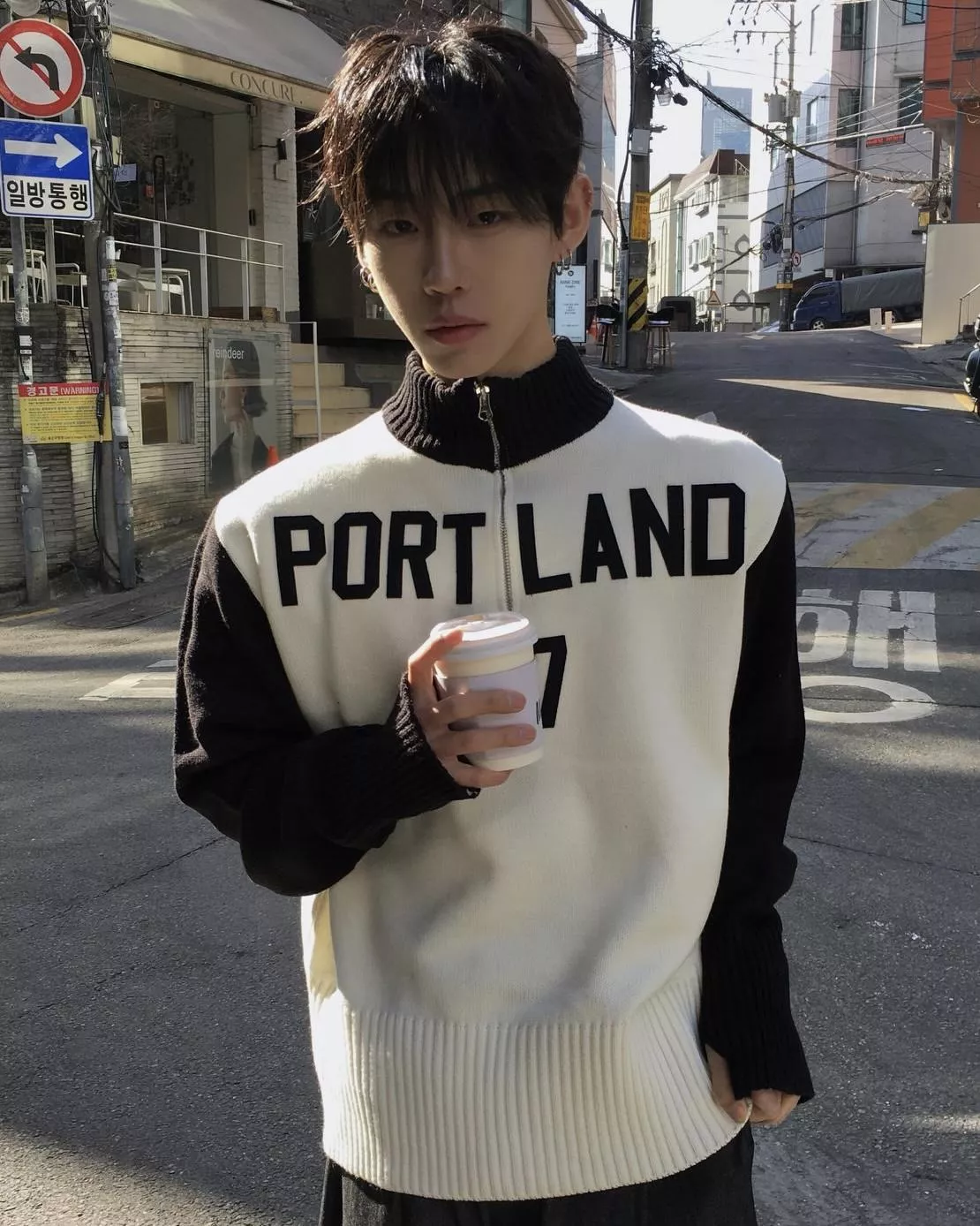 演員한정완同款♡97號摩托車手 小高領 針織拉鍊衫