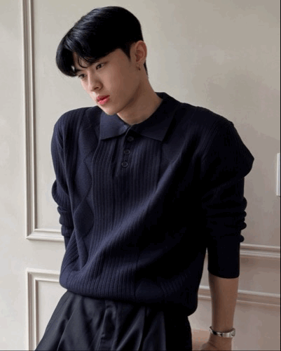 春季韻律 菱格壓紋 針織POLO衫