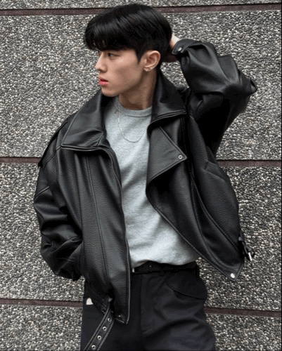 設計款 雙領片 金屬腰帶 厚實皮衣外套