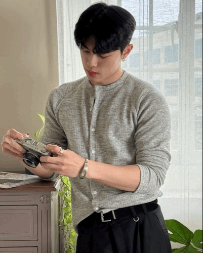 顯壯荷爾蒙 插肩袖 親膚棉 開襟衫