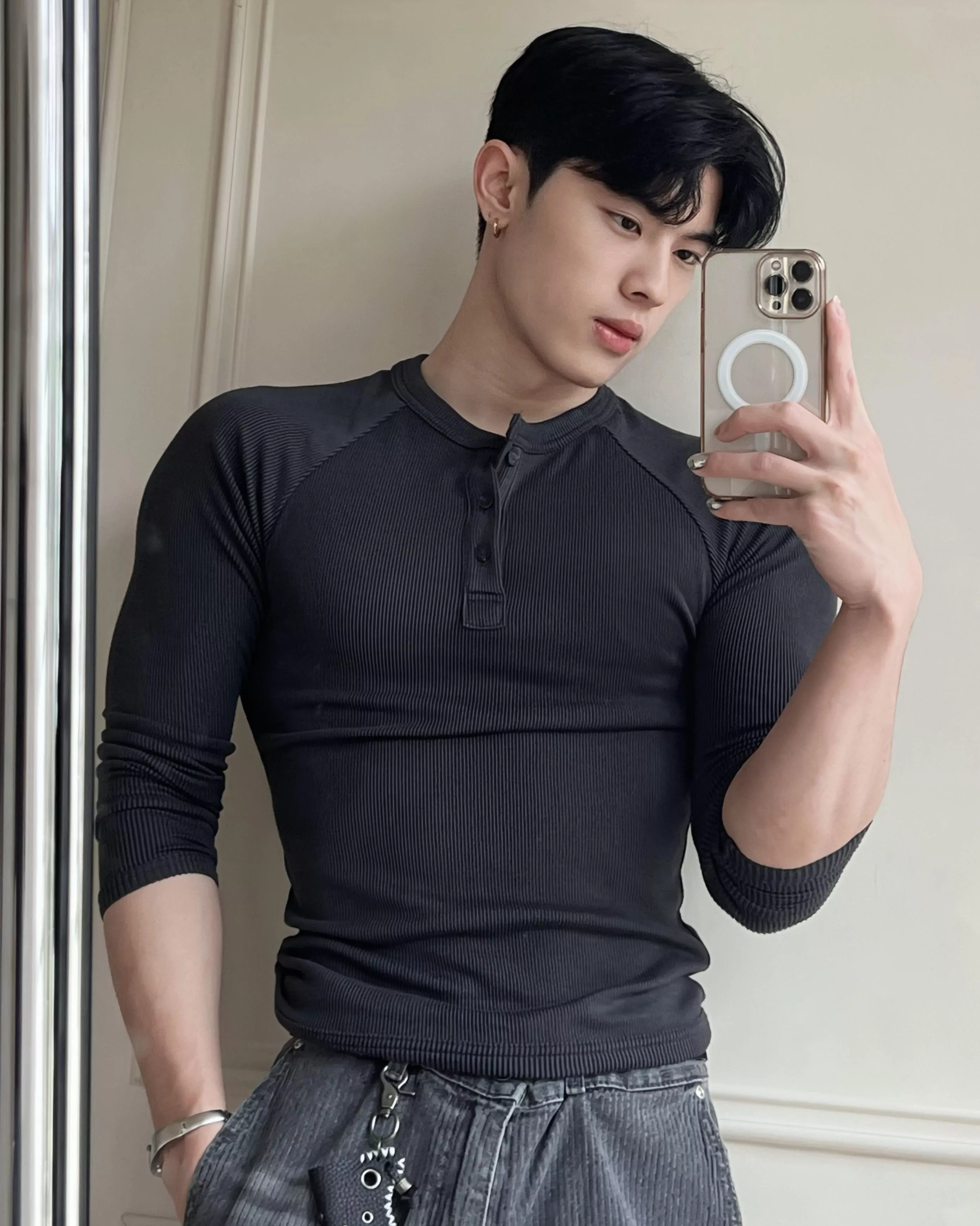 顯壯肌肉 細柔羅紋2.0 插肩袖亨利領