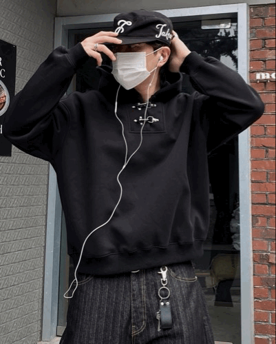 消防扣 街頭感 BOXY寬短版 連帽衫