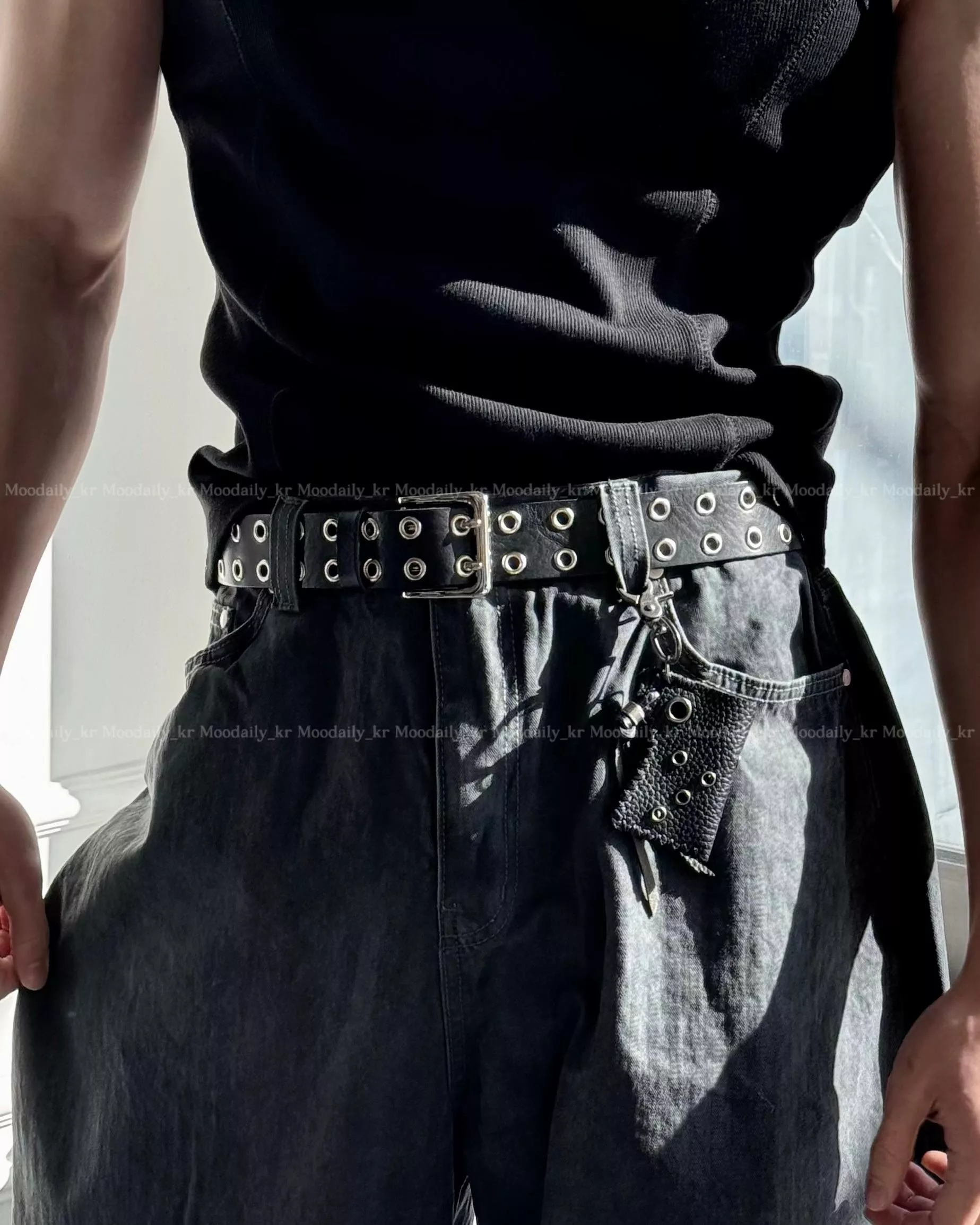 雙排鉚釘 厚質感 天然牛皮皮帶