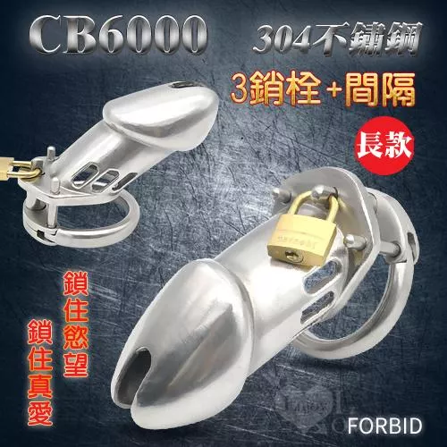 【附收藏袋】升級版不銹鋼CB6000s 男用貞操裝置﹝可調控-3銷栓+間隔﹞〔長款〕#590519