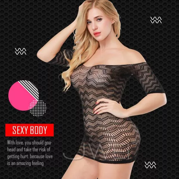 慾火自焚．一字肩性感鏤空露背蕾絲連身貓裝#22180543