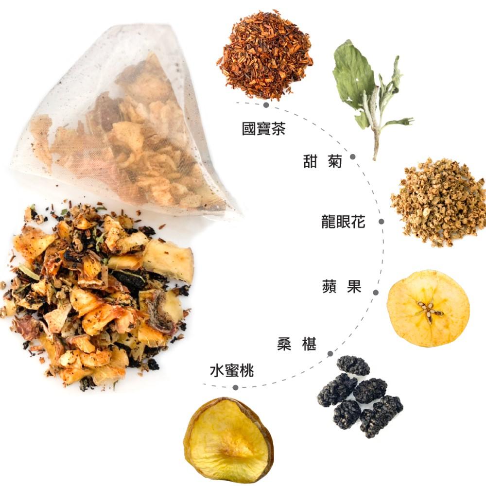 蜜桃蘋果國寶茶10入/每包(舒眠養顏;無咖啡因;水蜜桃、國寶茶、桑椹成份)