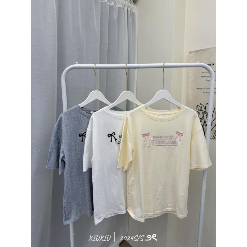 刺繡蝴蝶結字母短Tee(3 colors)