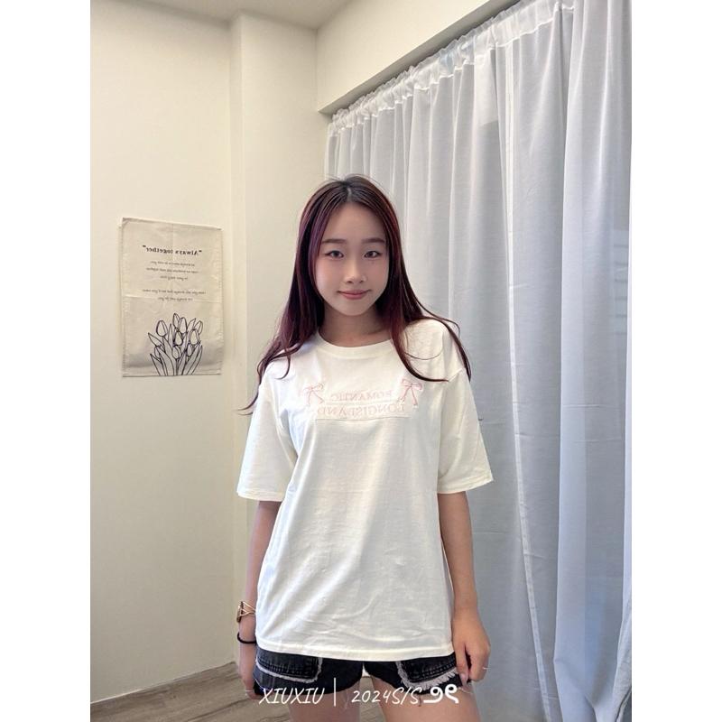 刺繡蝴蝶結字母短Tee(3 colors)