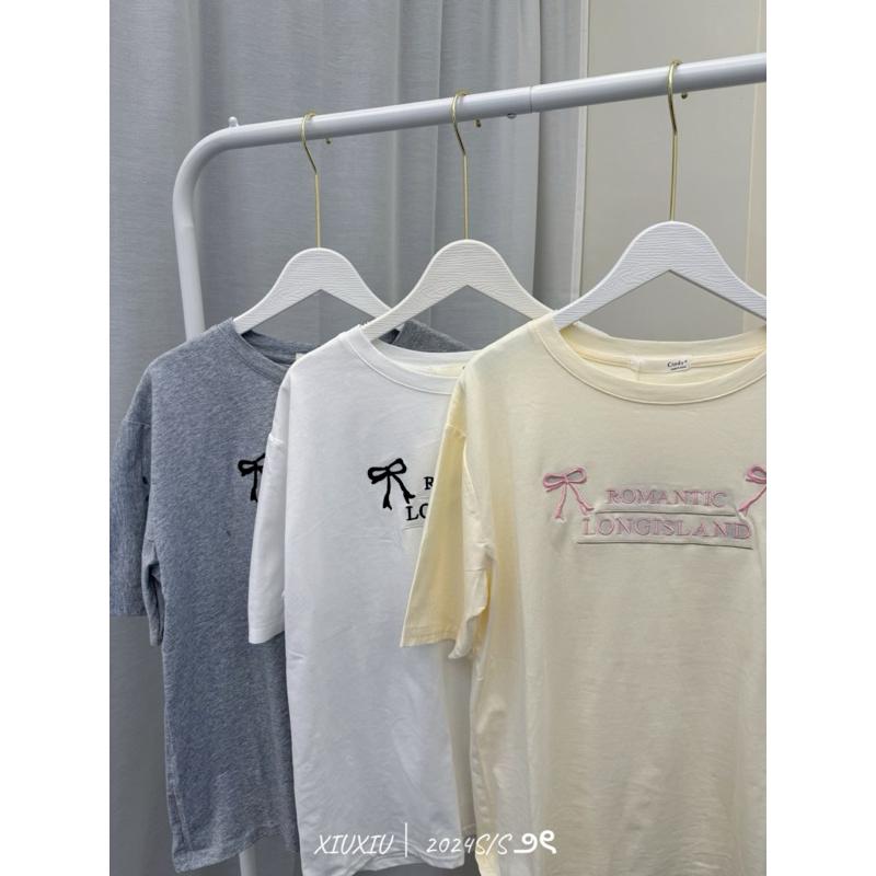刺繡蝴蝶結字母短Tee(3 colors)