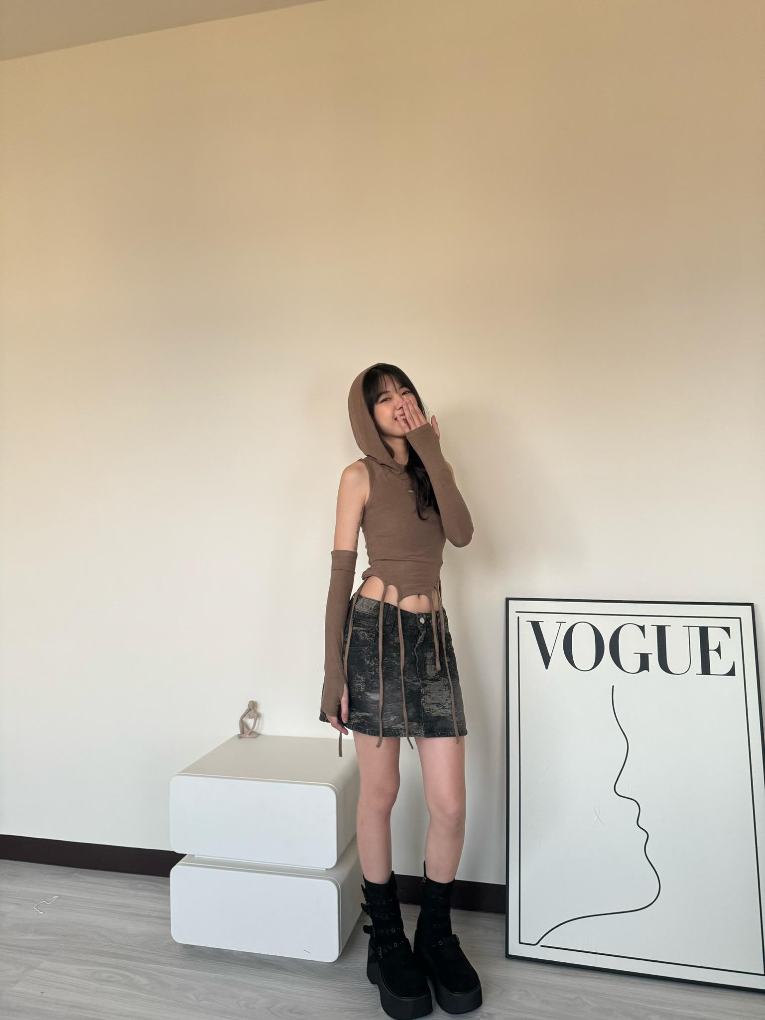 廢土風造型連帽棉質背心+袖套