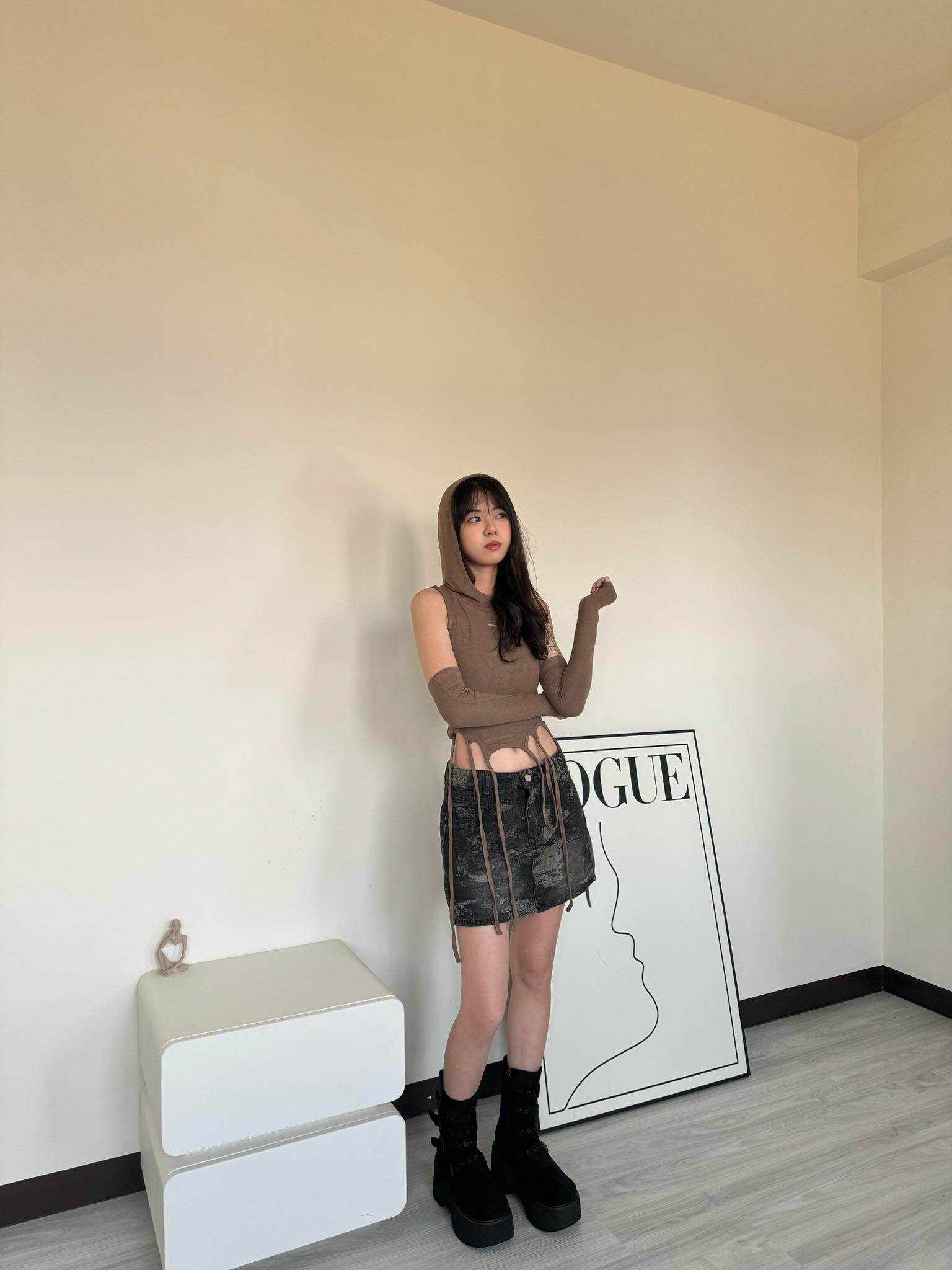 廢土風造型連帽棉質背心+袖套