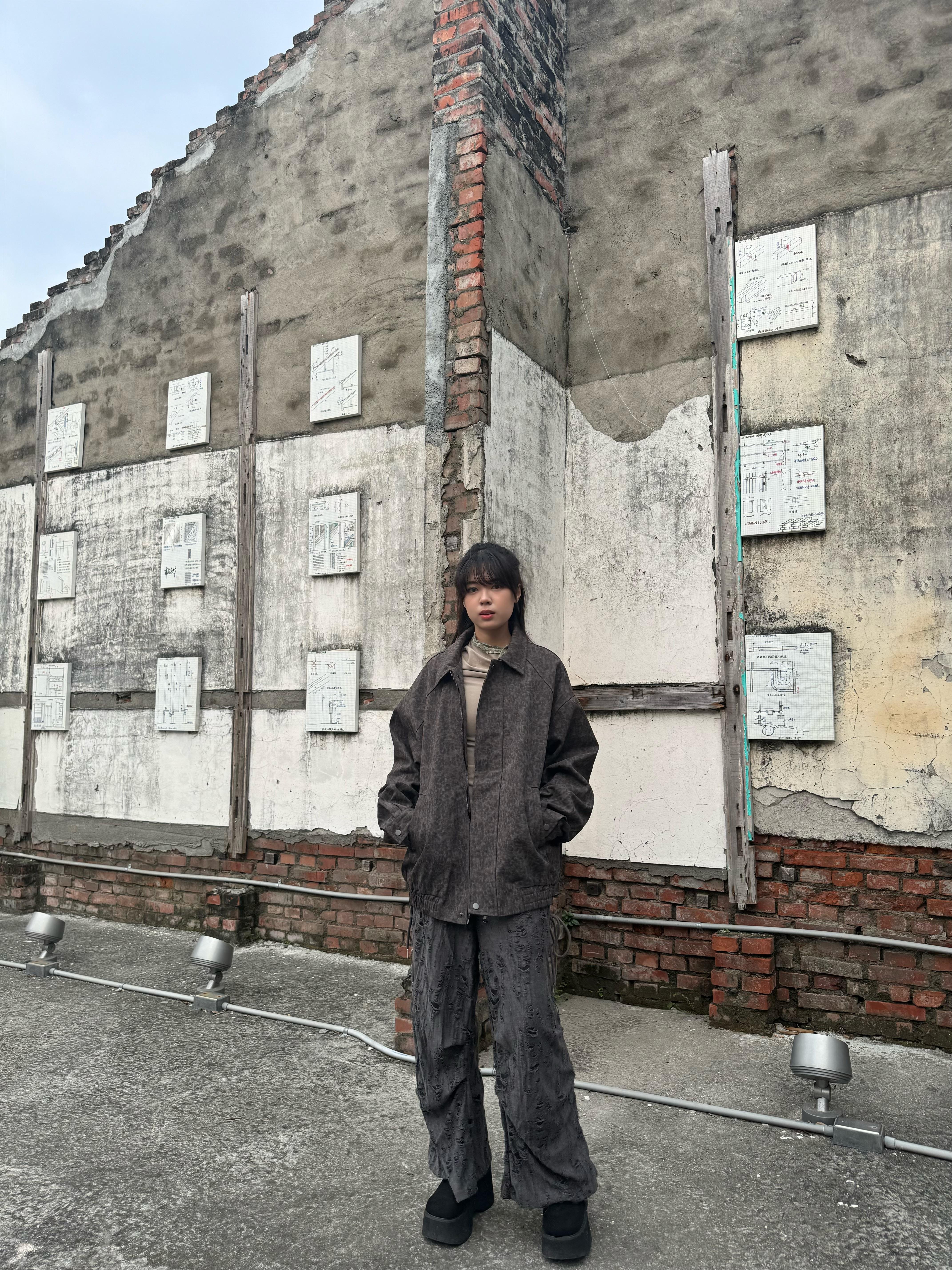 洗水豹紋挺料外套