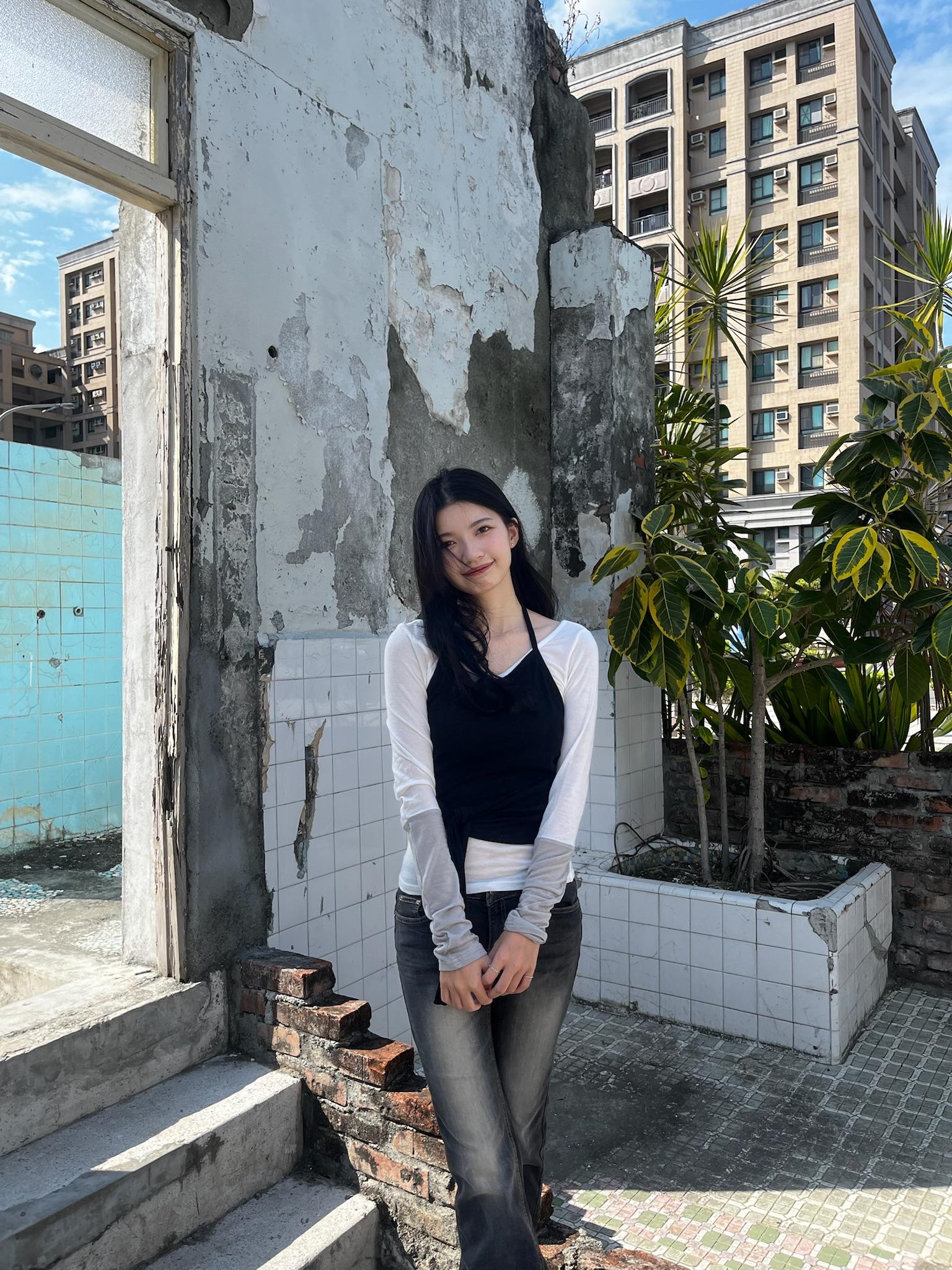 極簡綁繩掛脖疊穿背心