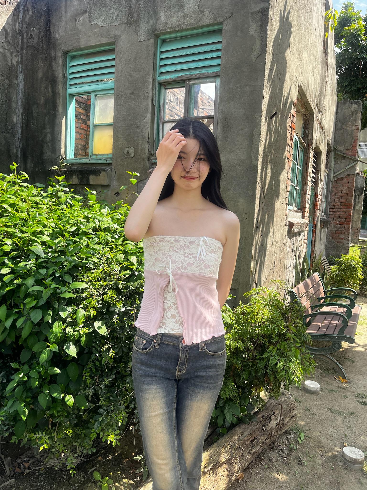 玫瑰雪蕾平口上衣