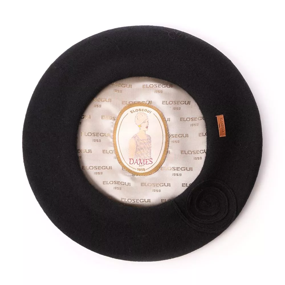 西班牙ELOSEGUI，女BOROBIL貝雷帽EL_BOROBIL05003 (天鵝絨黑)