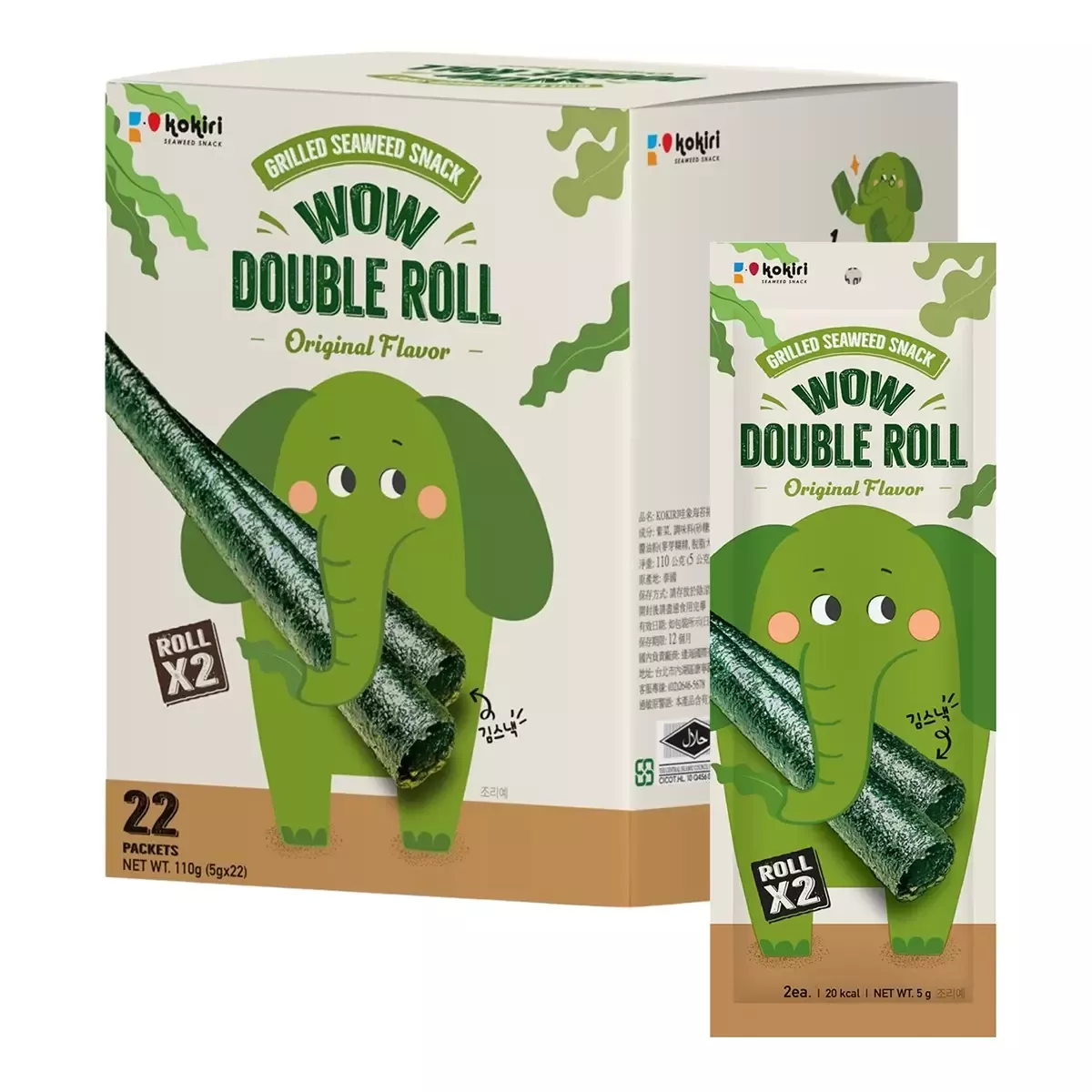 Kokiri 哇象海苔捲原味 ｜5公克 X 22袋