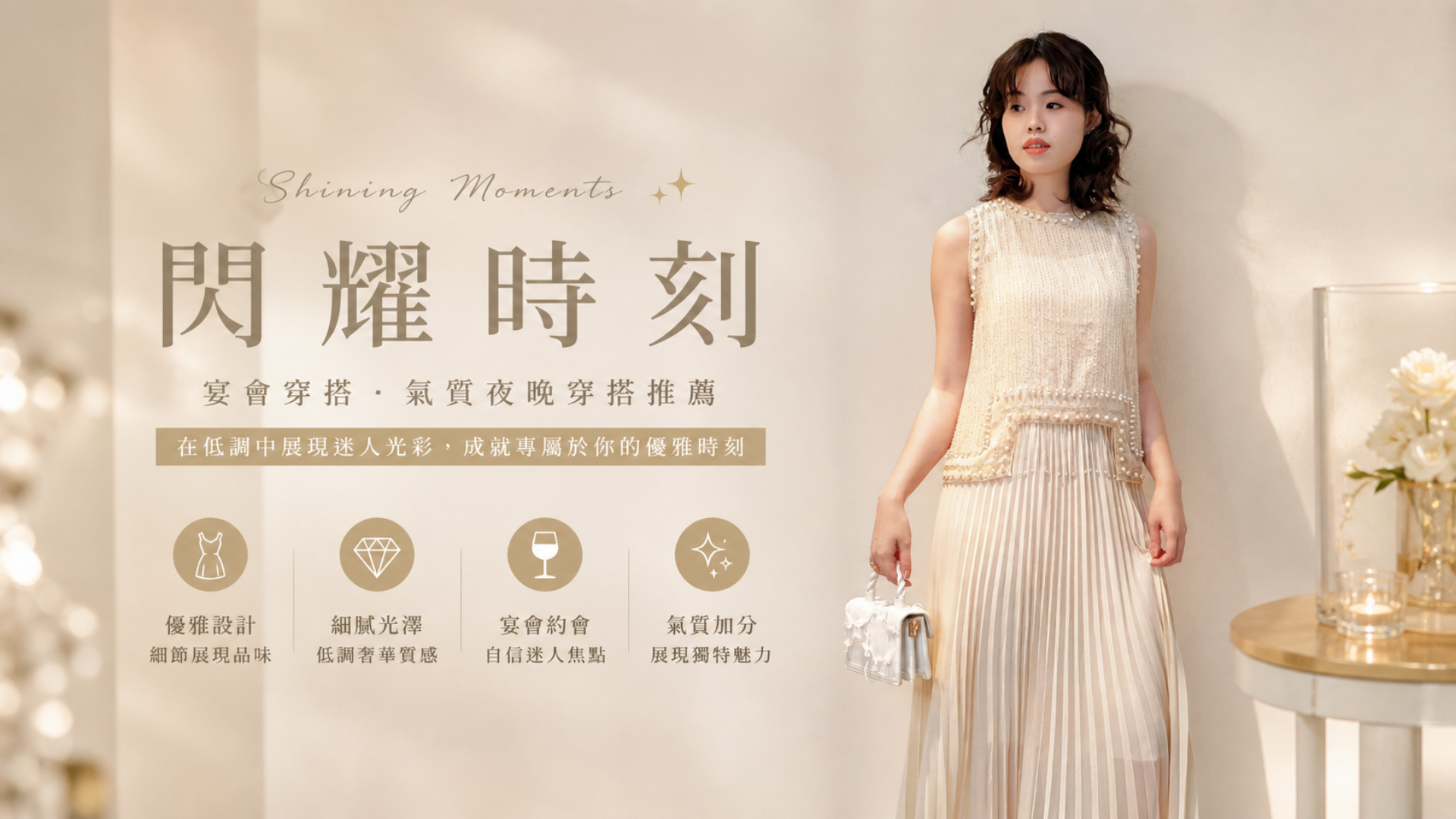 宴會穿搭｜氣質夜晚穿搭・優雅微華麗服飾