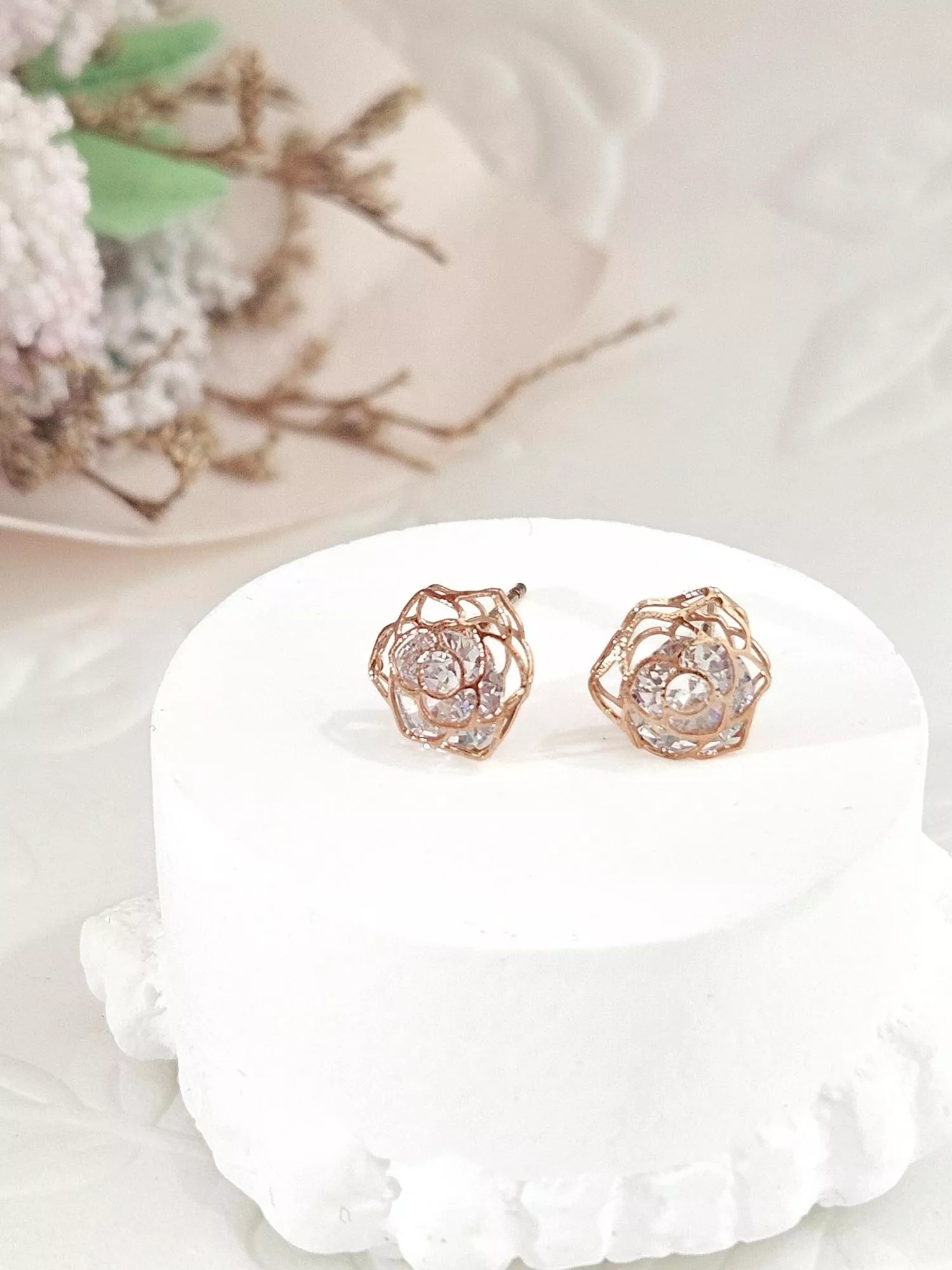 [S925銀針] 玫瑰印記/玫瑰耳環