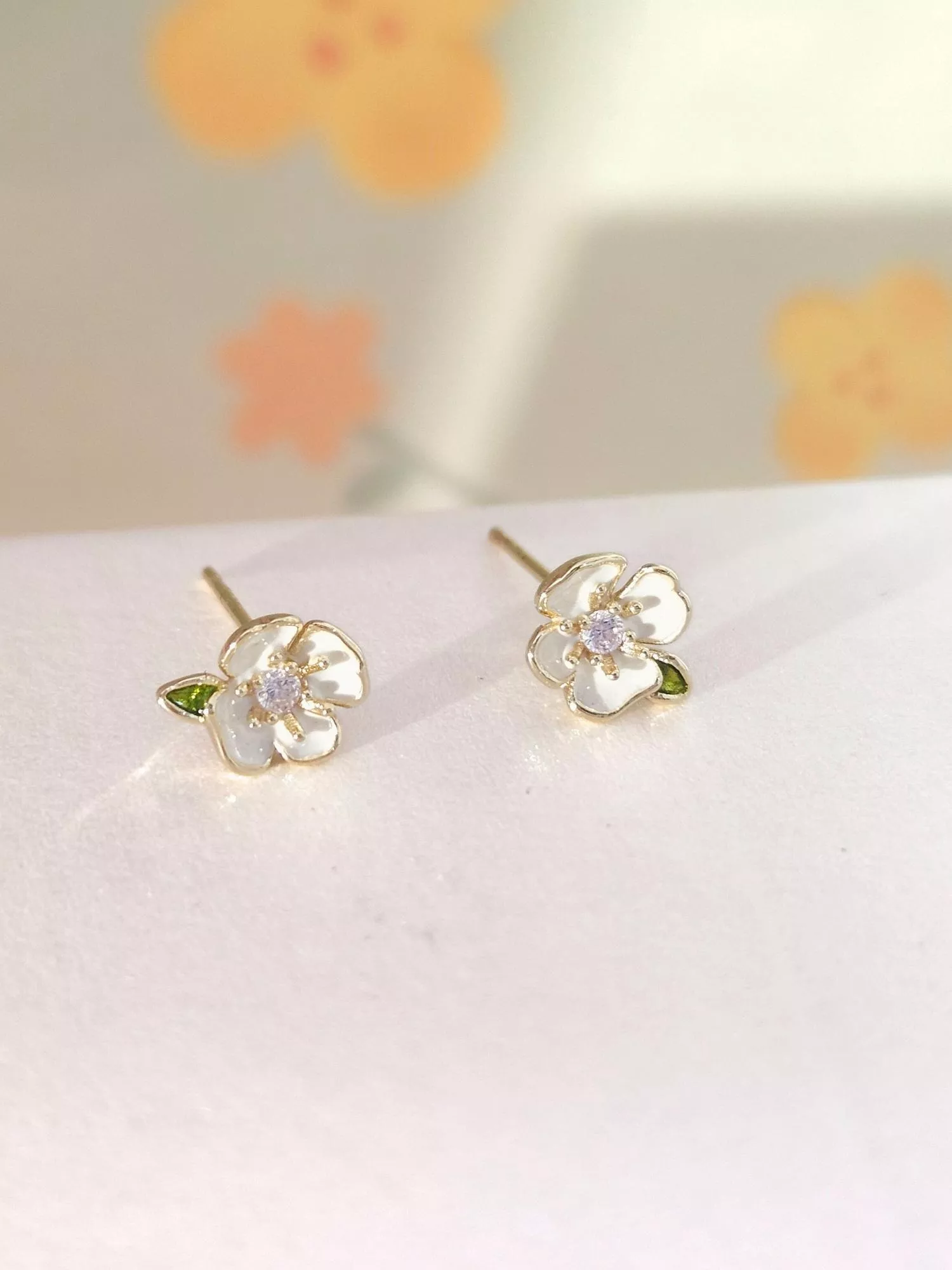 [S925銀針] 純白小花/滴釉小花耳環