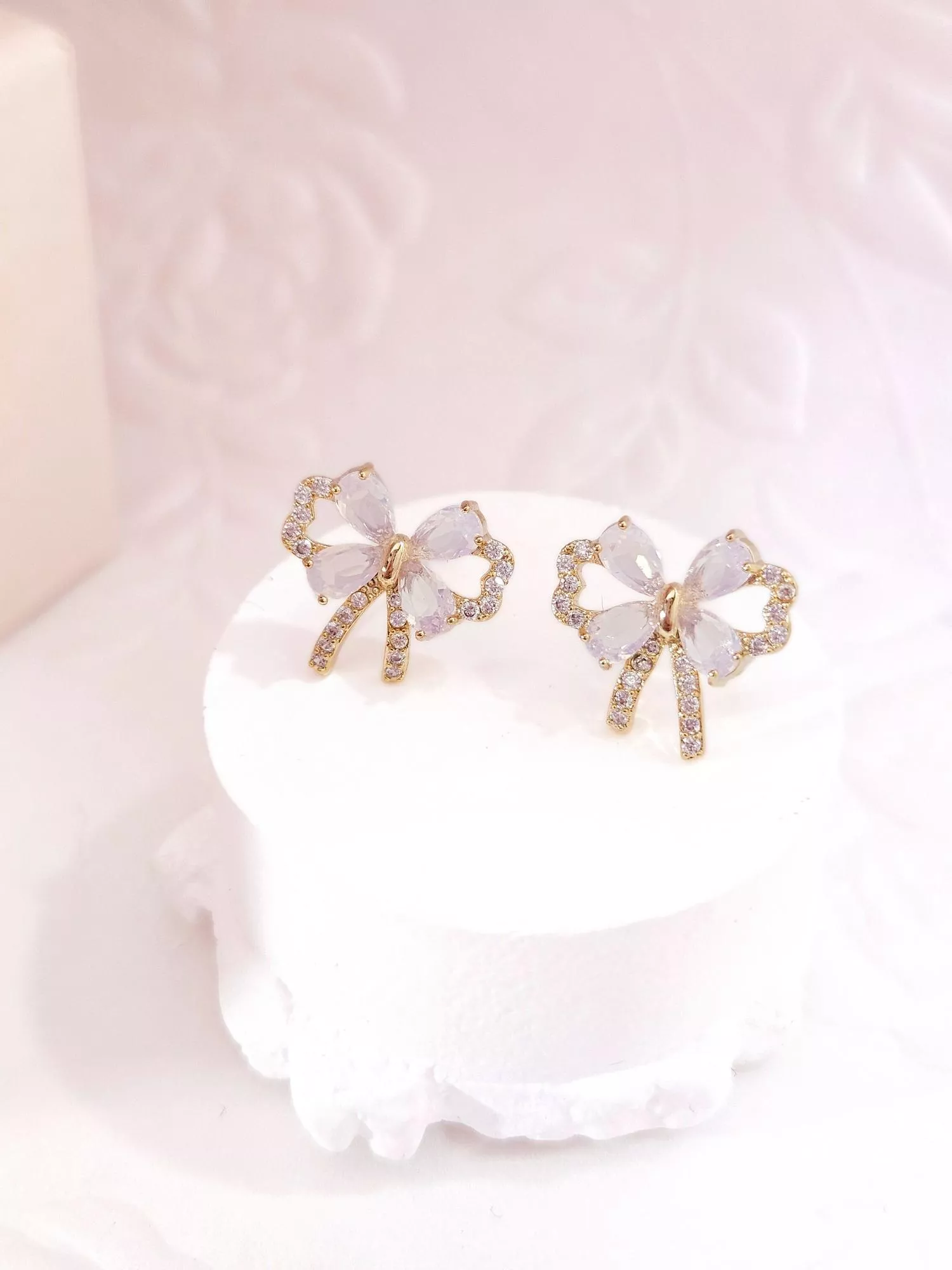 [S925銀針] 夢想結晶/蝴蝶結耳環