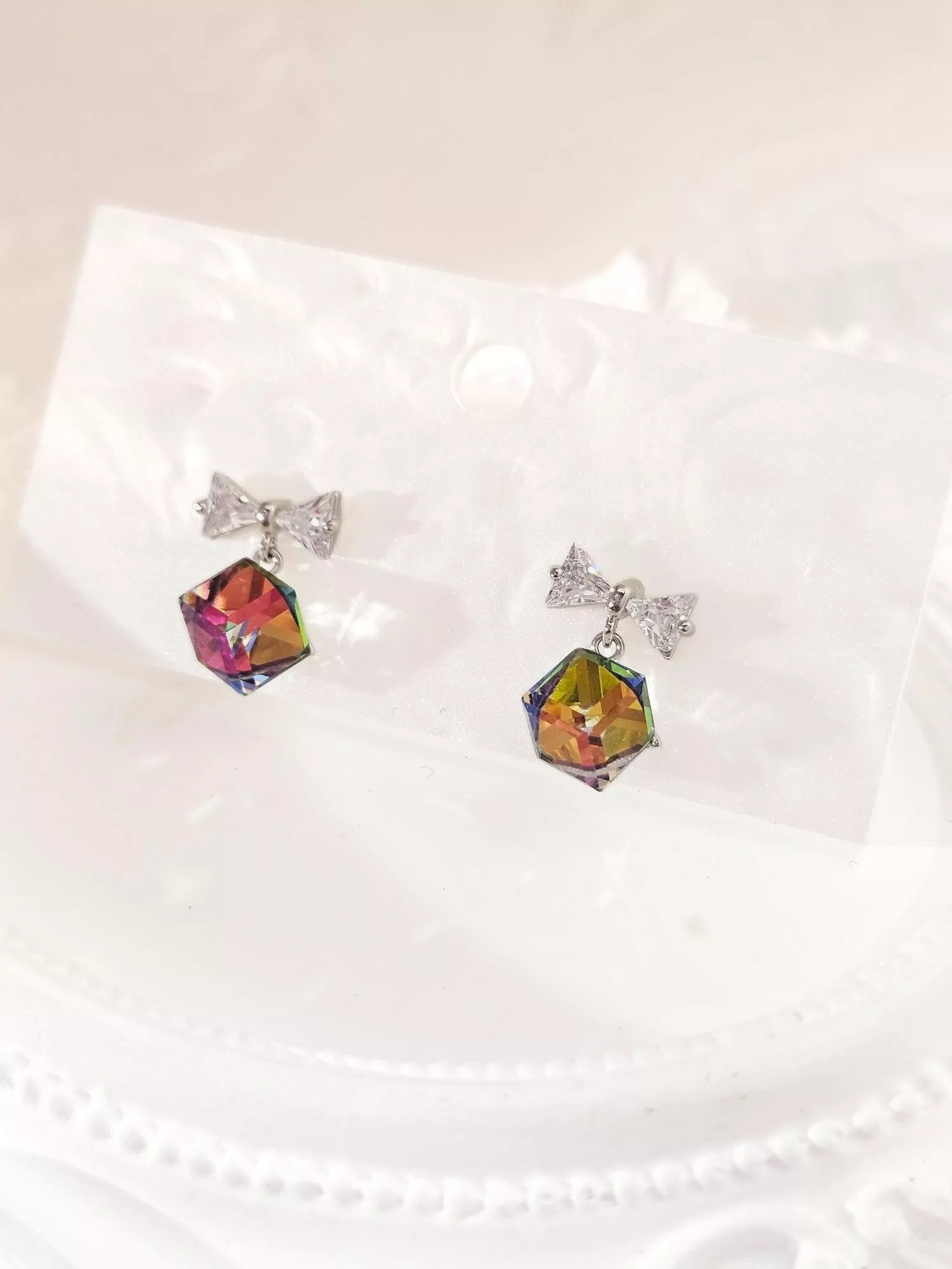 [S925銀針] 彩寶魔方/方塊耳環