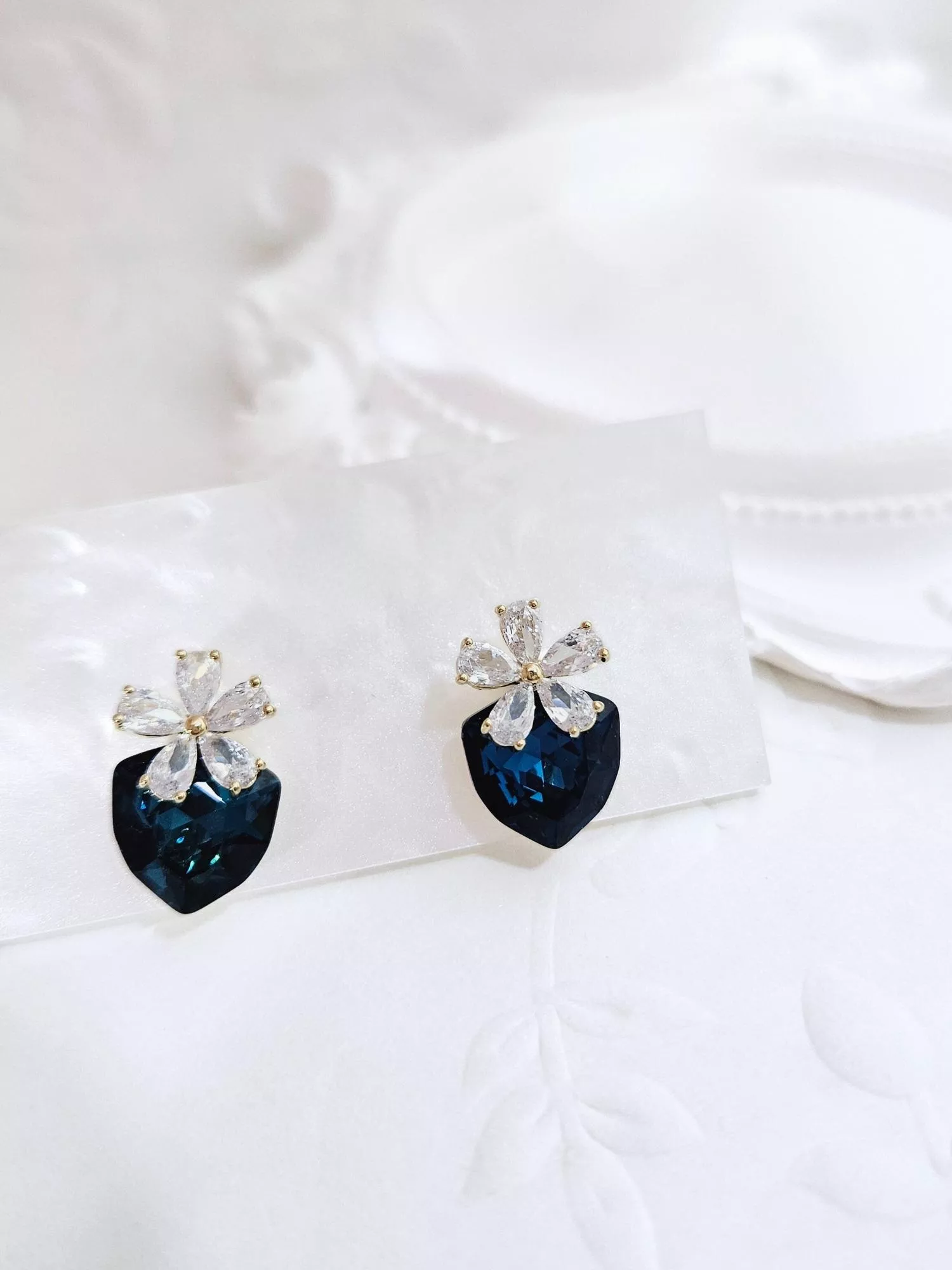 [S925銀針] 夜星/花朵愛心耳環