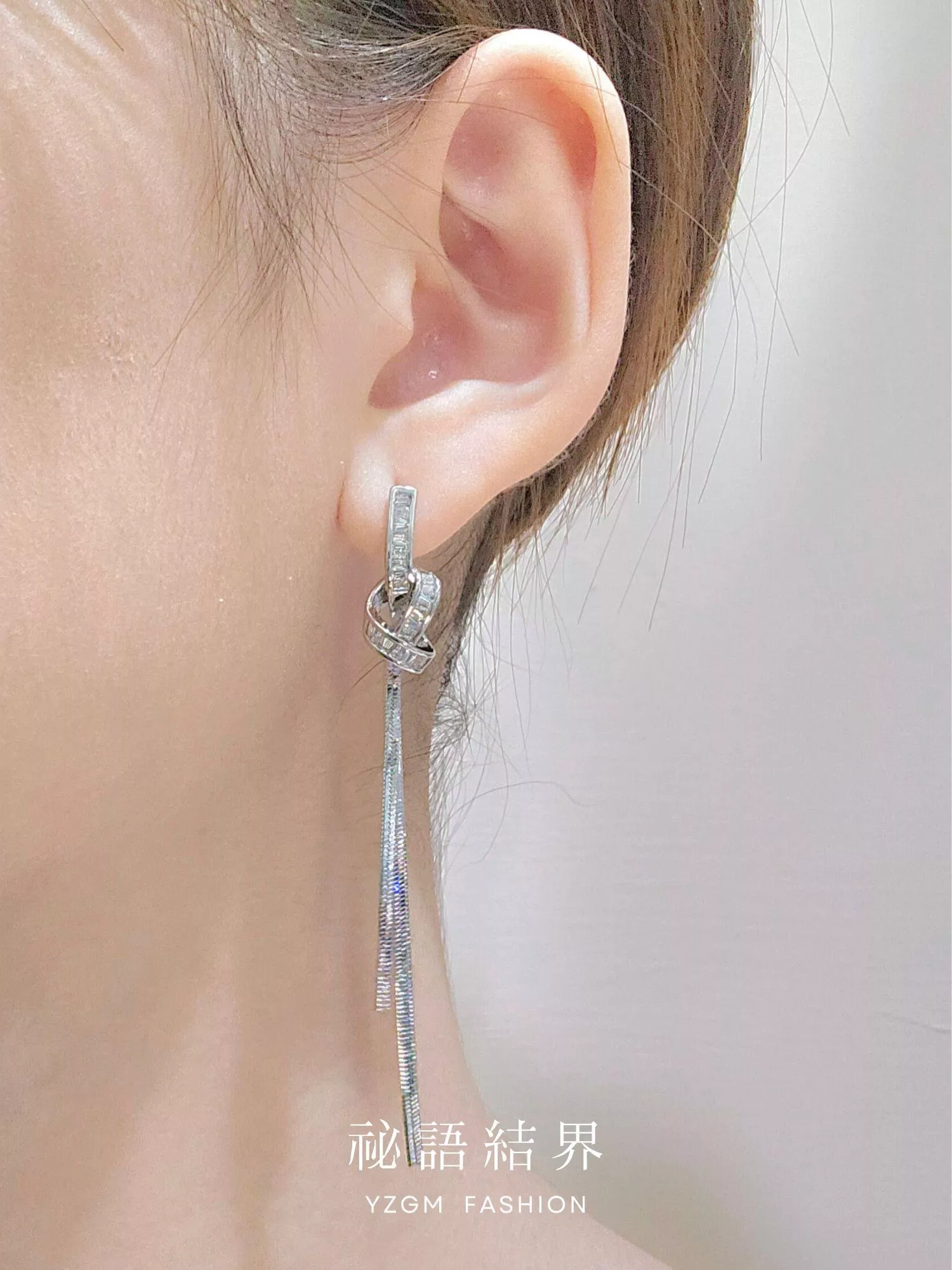 [S925銀針] 秘語結界 / 鋯石扭結流蘇耳環 / 銀色金色