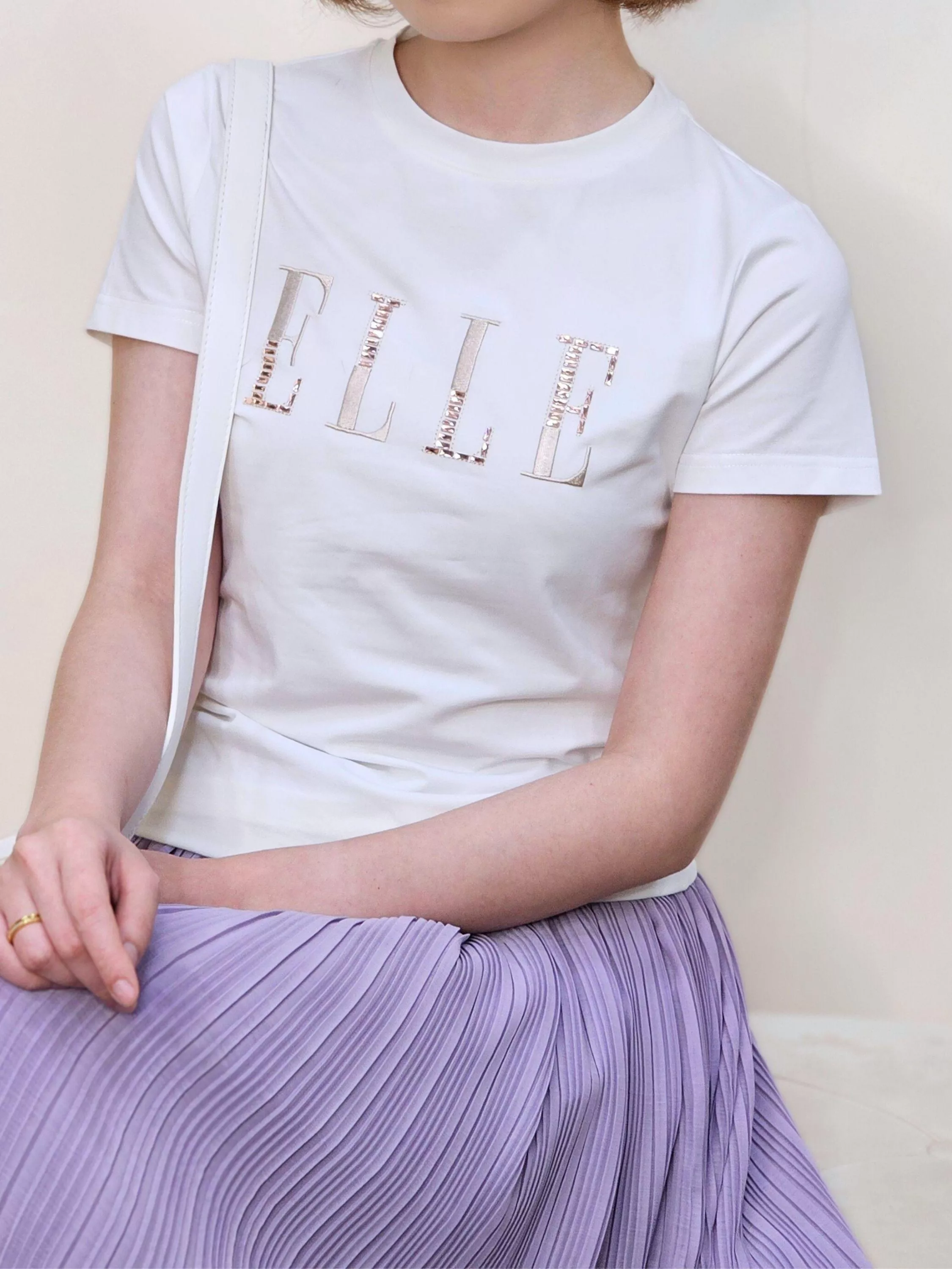 亮鑽字母．短袖圓領T恤 (灰色/白色)