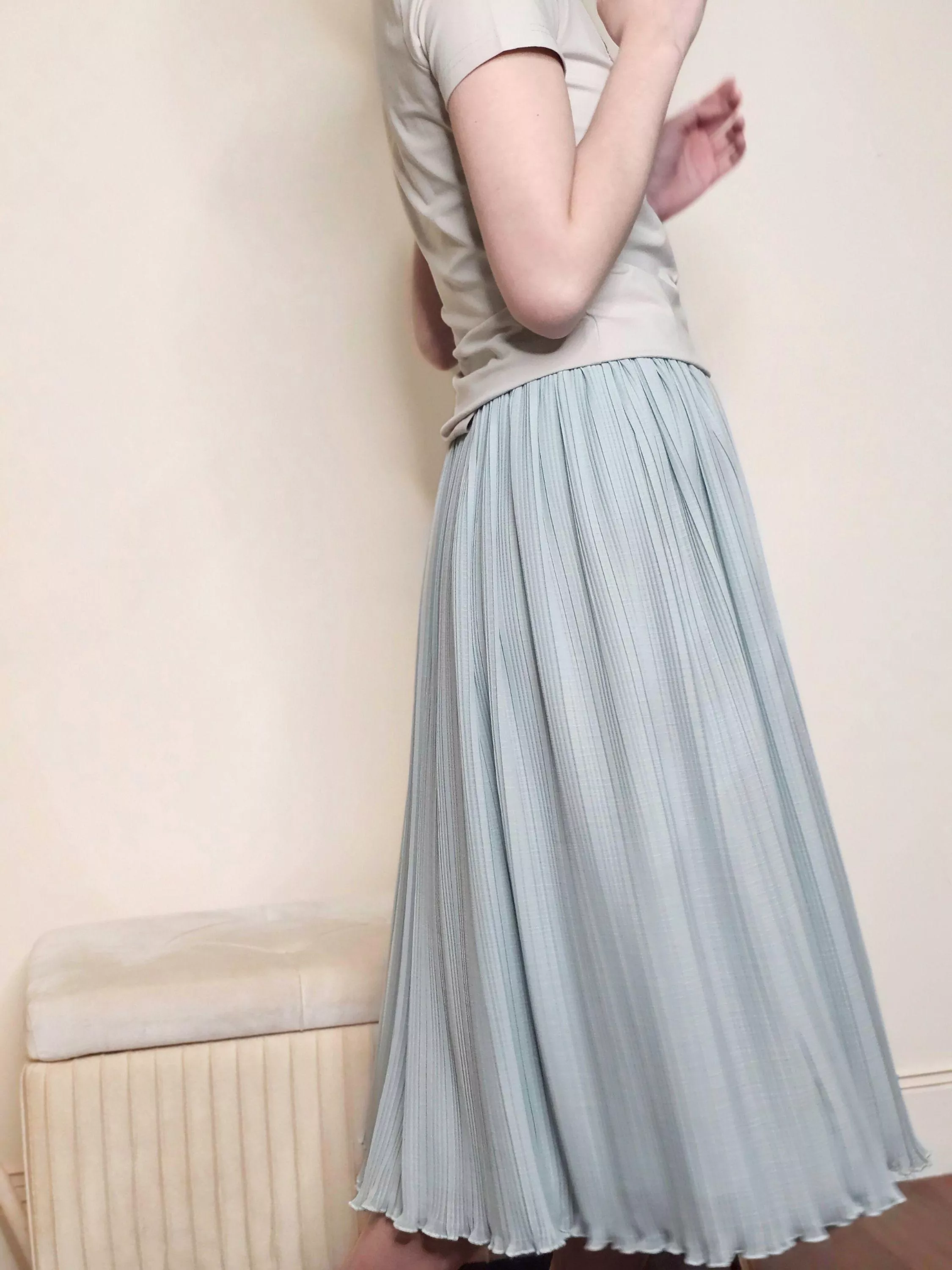 柔舞風情．雪紡細褶裙 (紫色/綠色)