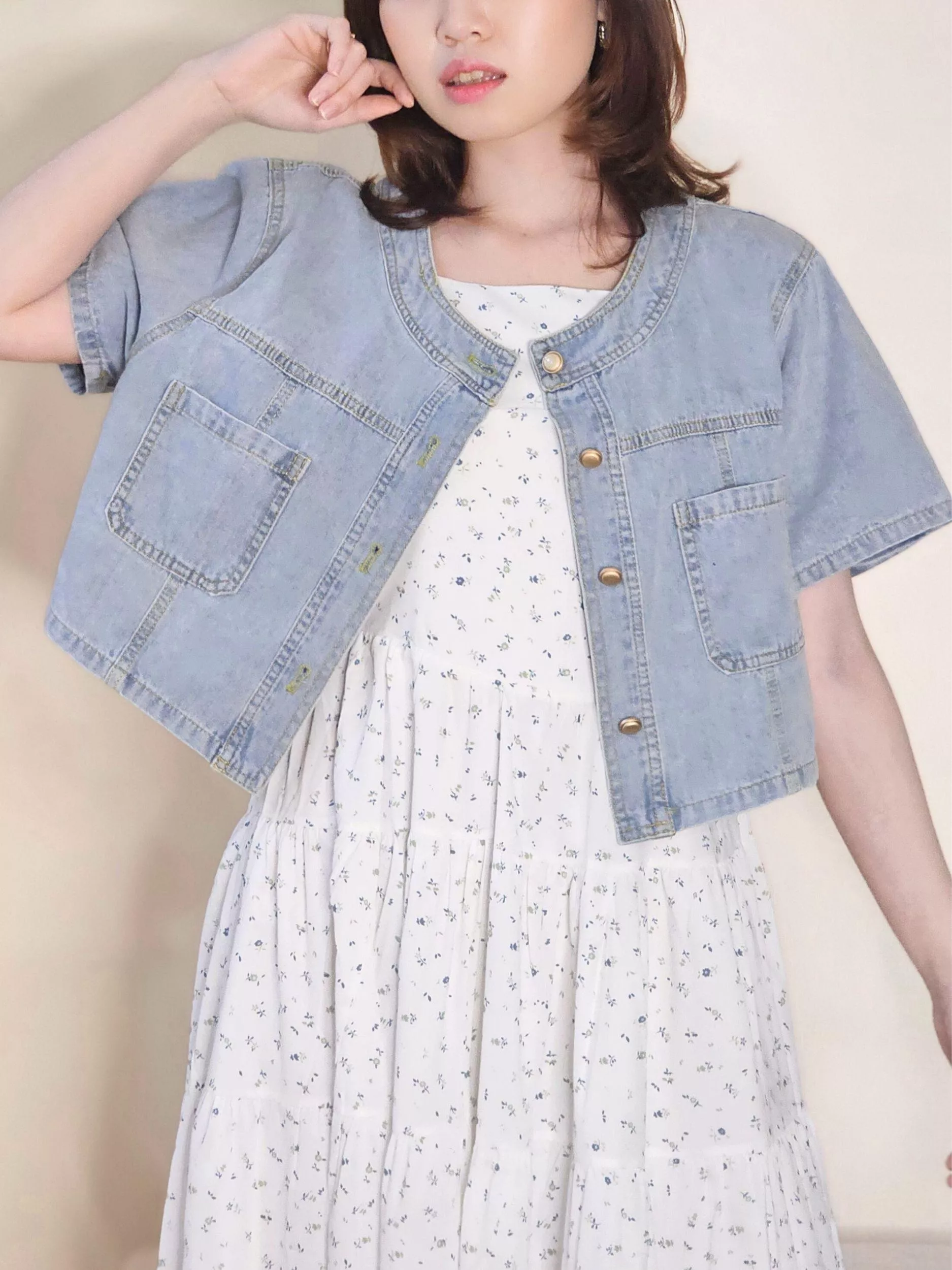 淺海牛仔．短袖短版外套