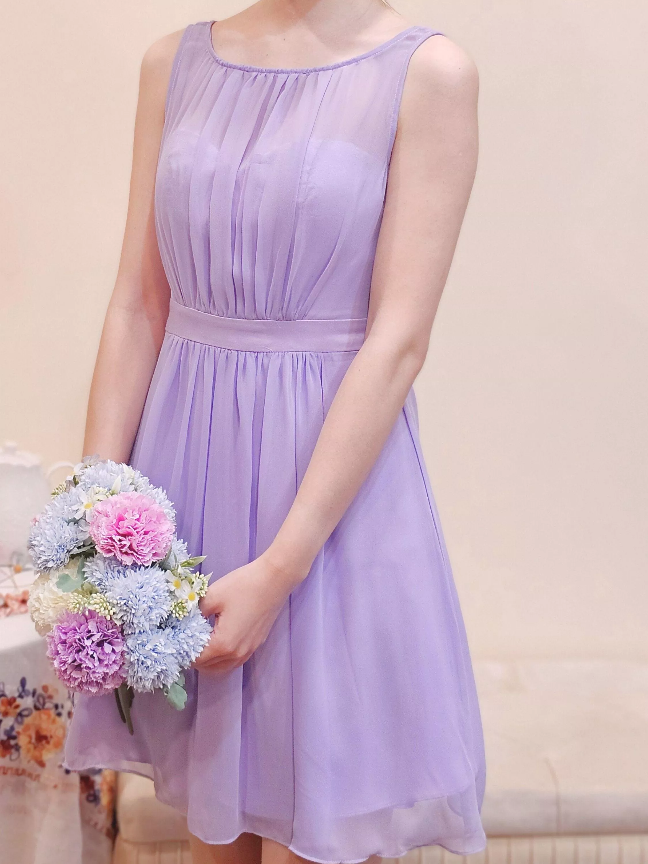 輕紗之舞．無袖雪紡洋裝