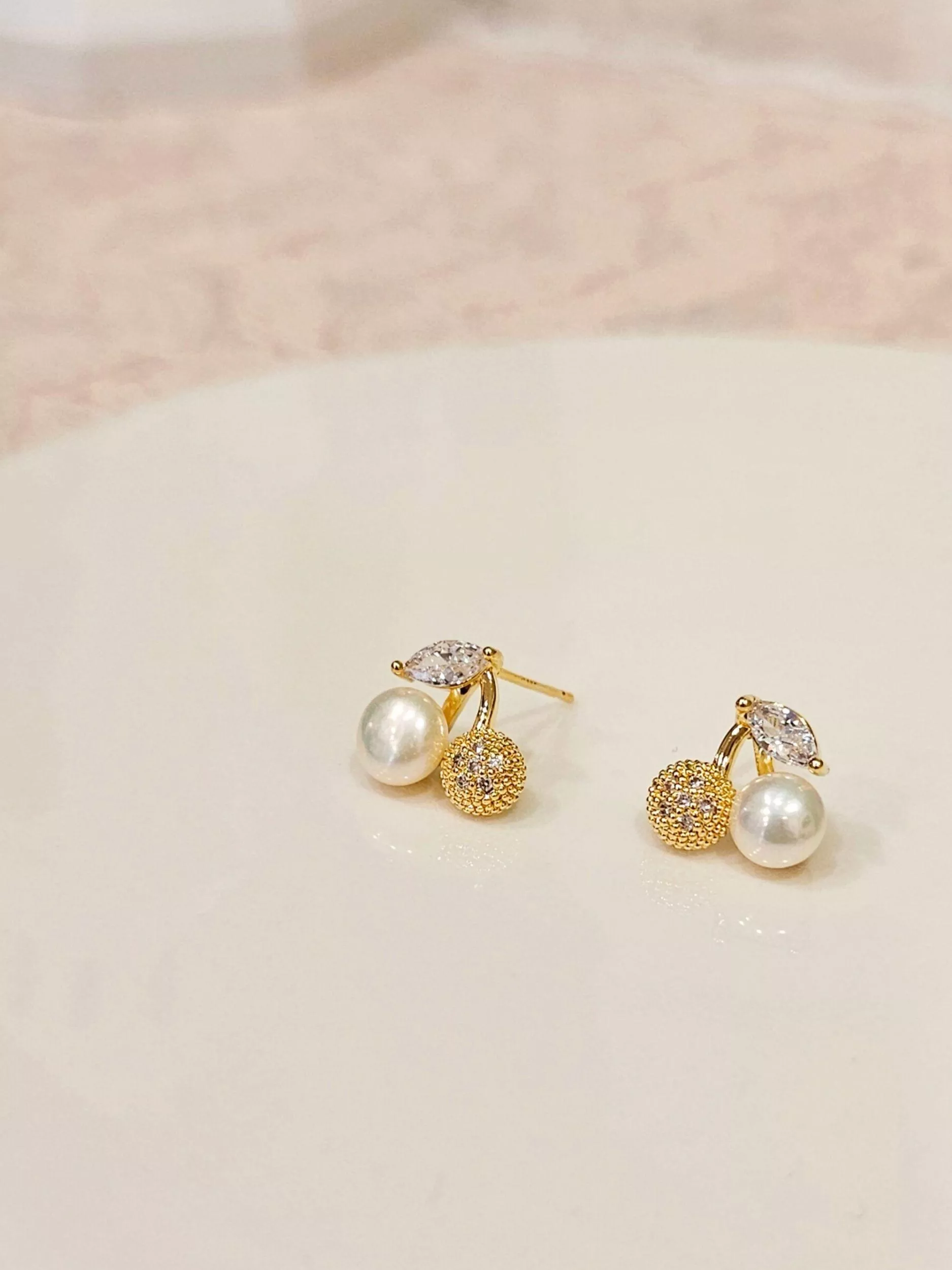 蜜雪櫻桃．鍍14K金耳針