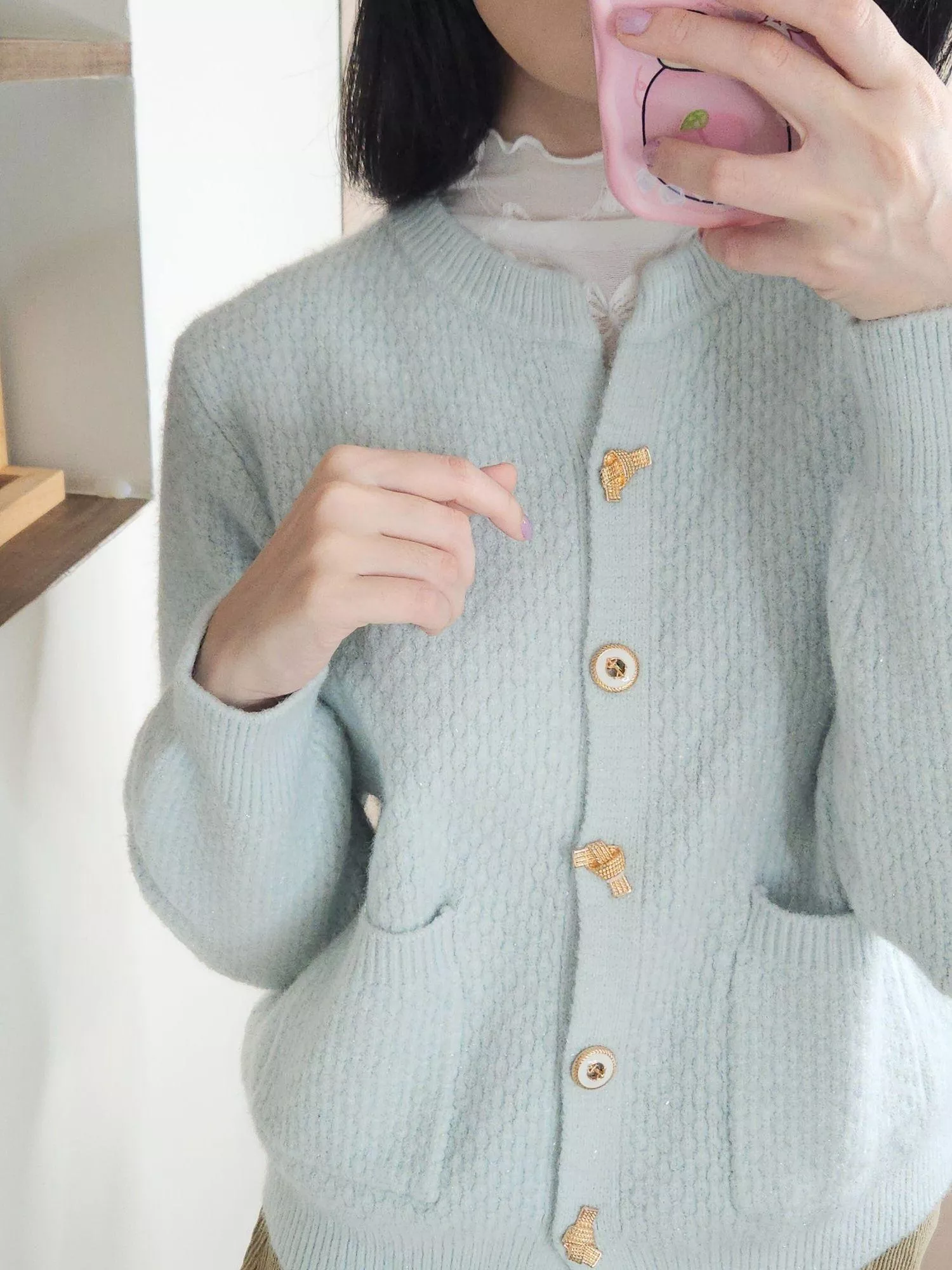 《奶油捲》針織長袖外套 淺藍/紅/黑