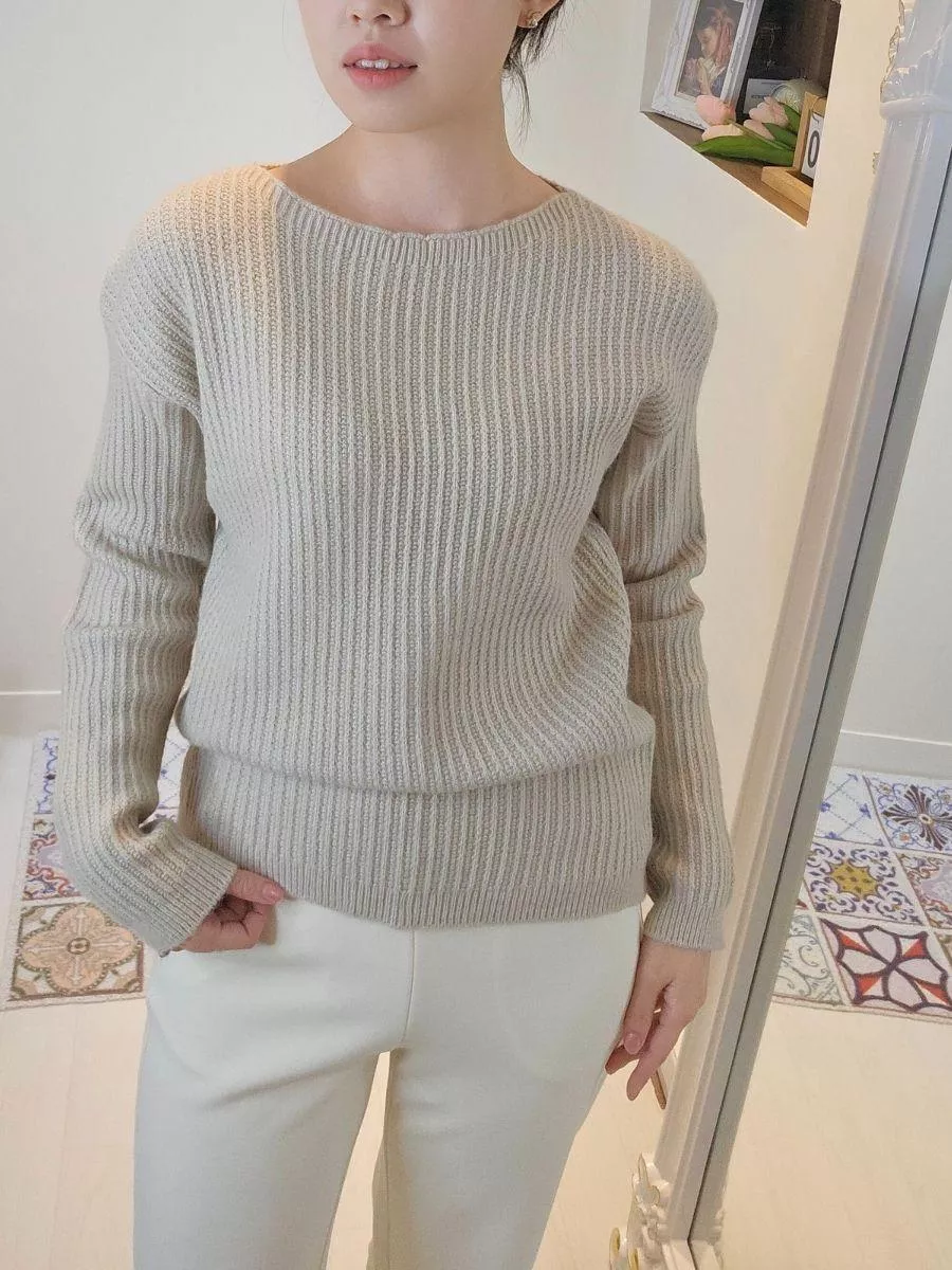 《南法莊園》法式優雅螺紋長袖上衣｜修飾頸線 顯瘦坑條