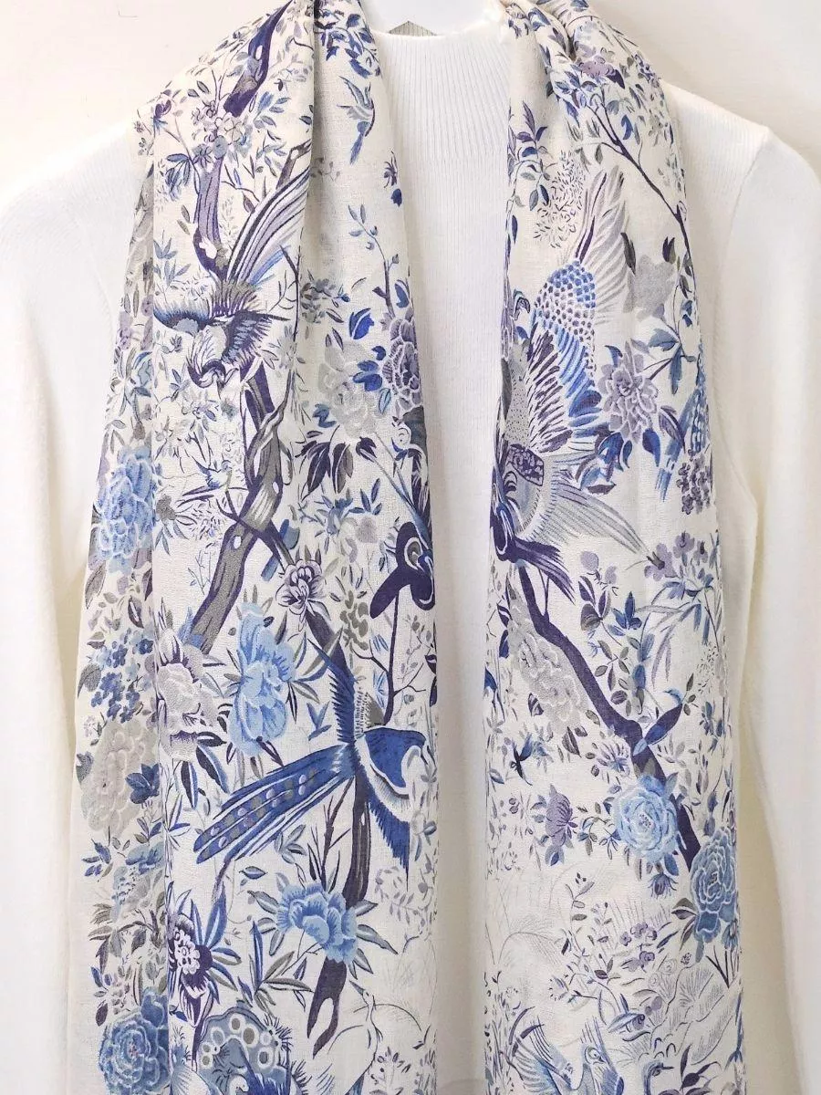 青瓷夢境 Indigo Bloom中式水墨韻味披肩圍巾