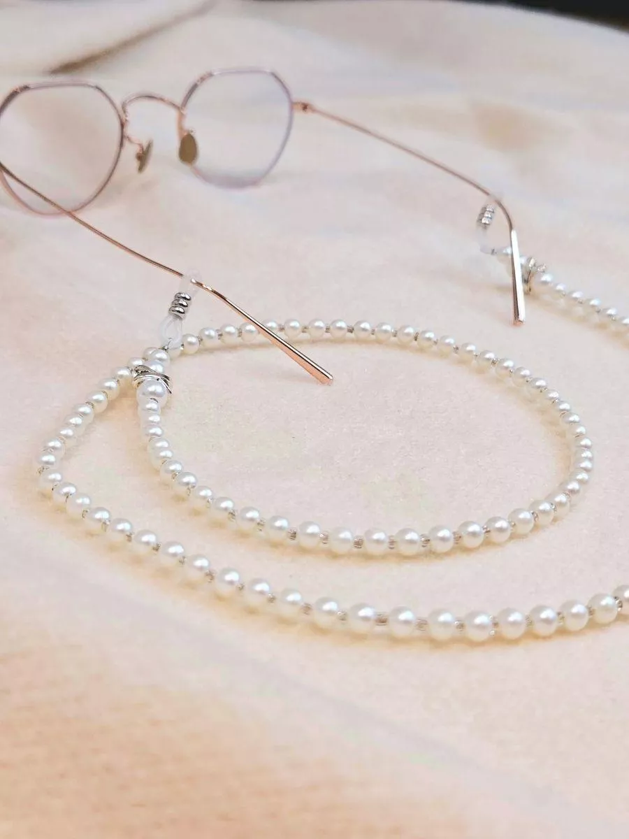《月白珍語》純白珍珠眼鏡鍊