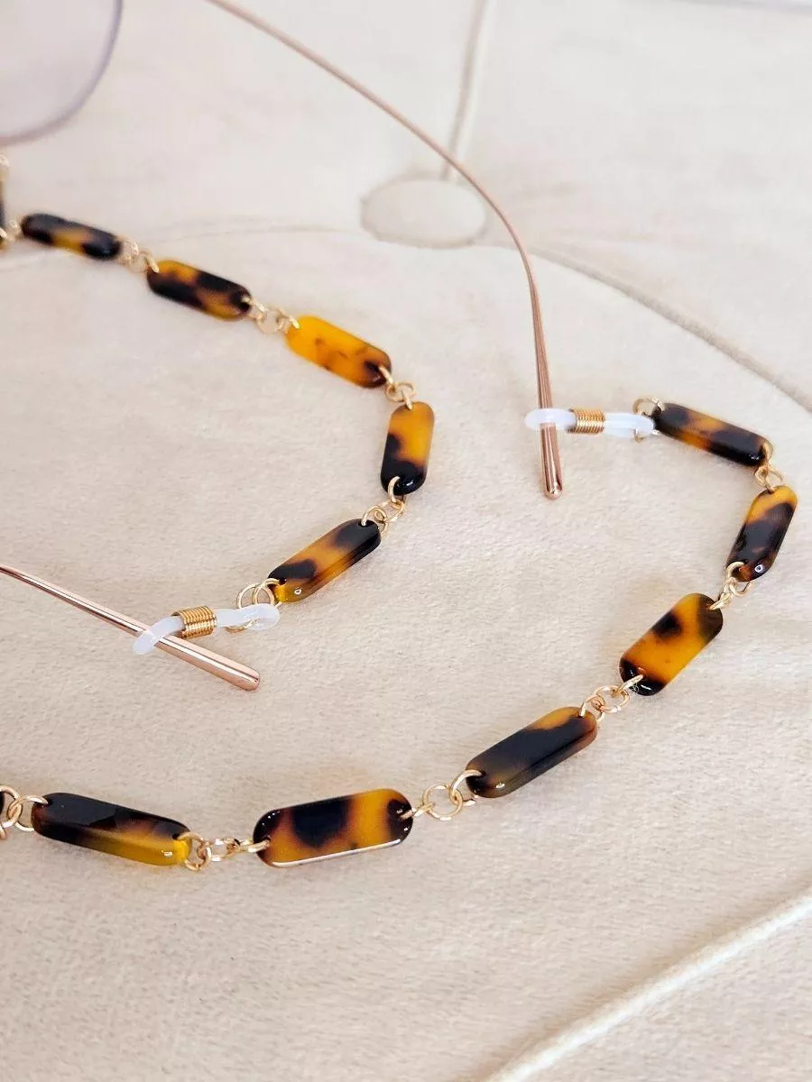 《琥珀行旅》琥珀色拼接眼鏡鍊