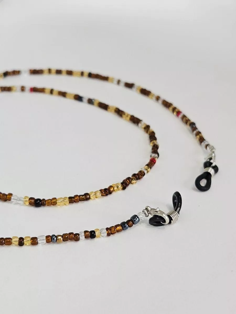 《暖秋色語》橘棕拼色眼鏡鍊