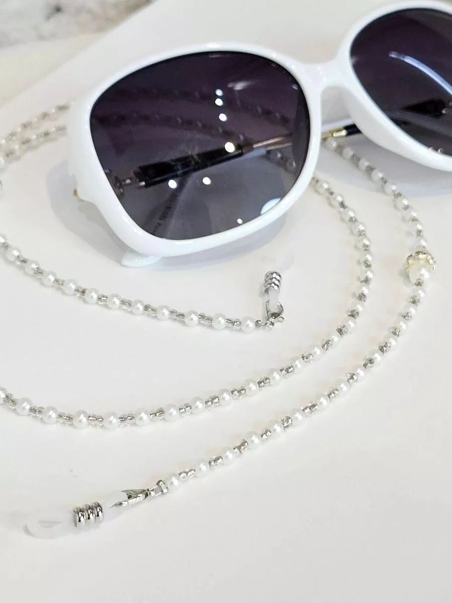 《銀月珍珠》全白珍珠眼鏡鍊
