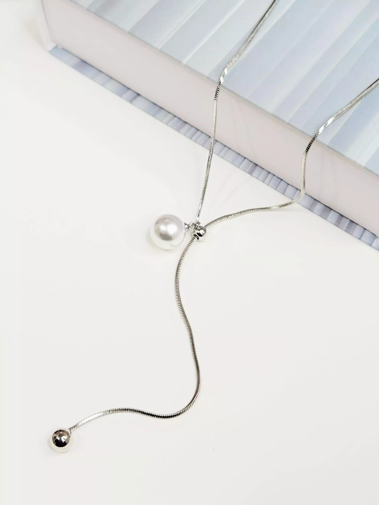 微光流蘇金屬銀色長鍊｜視覺顯瘦Y字美項鍊