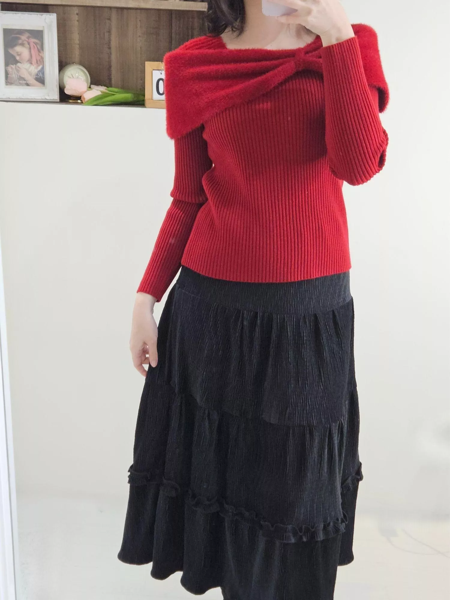 《墨夜流風》層次絲絨長裙