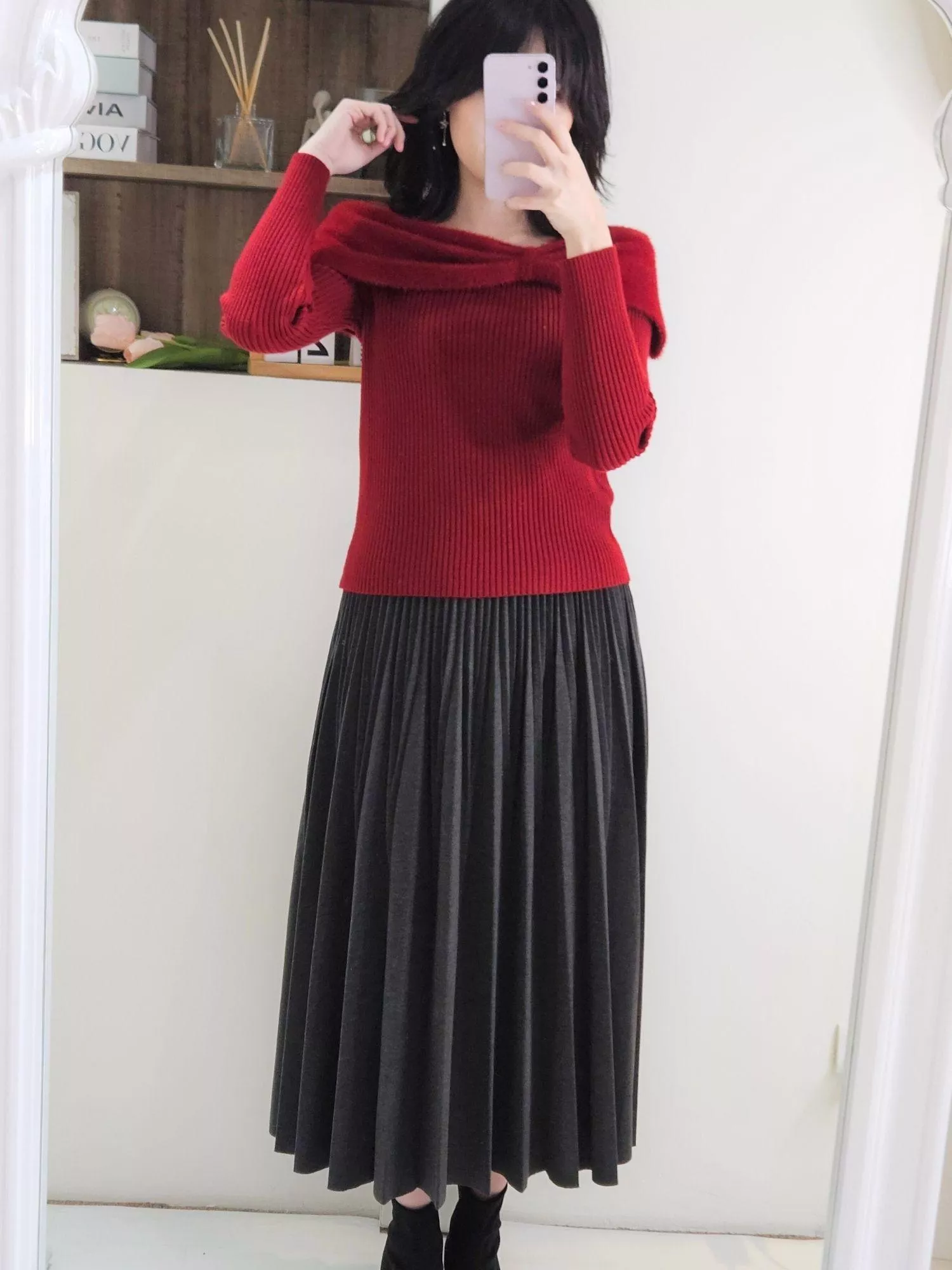冬日暖陽高腰針織百褶長裙｜極簡美學・鬆緊腰好穿不挑人