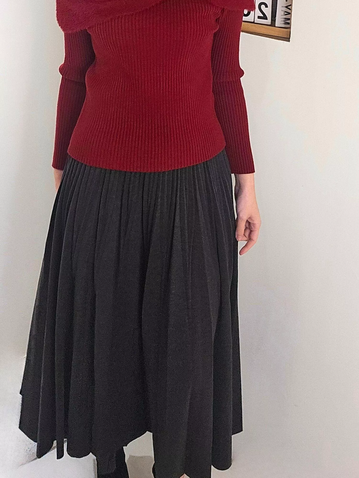 冬日暖陽高腰針織百褶長裙｜極簡美學・鬆緊腰好穿不挑人