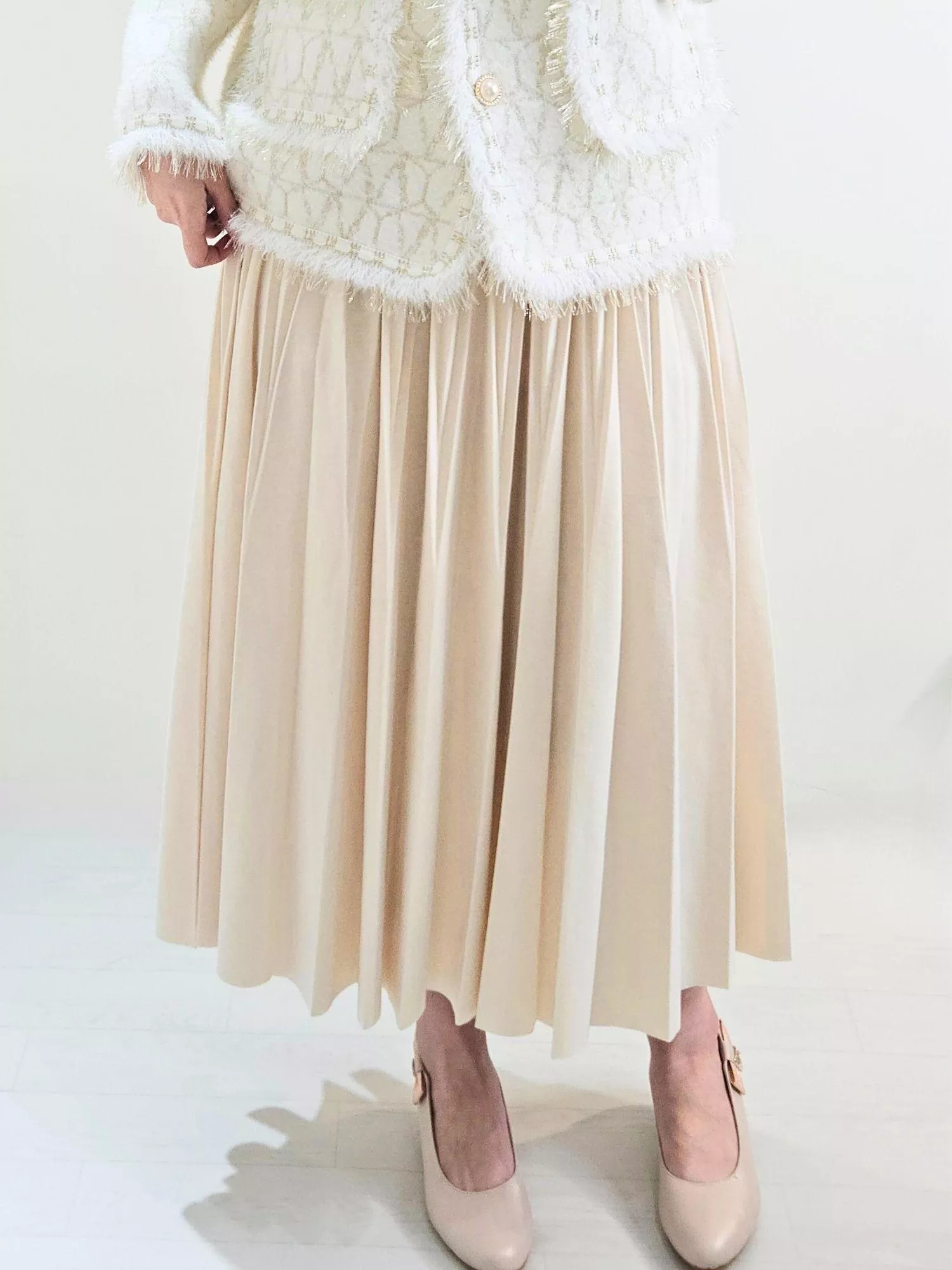 冬日暖陽高腰針織百褶長裙｜極簡美學・鬆緊腰好穿不挑人