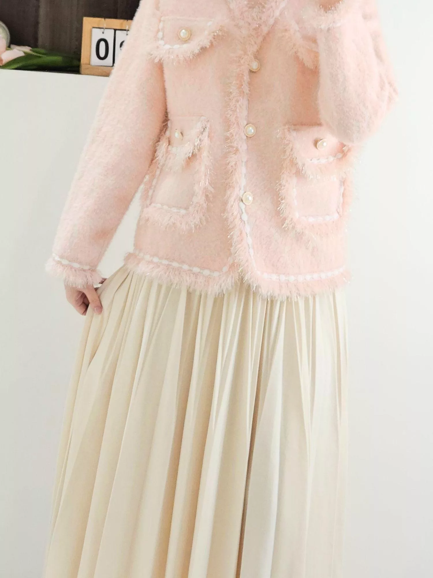 冬日暖陽高腰針織百褶長裙｜極簡美學・鬆緊腰好穿不挑人