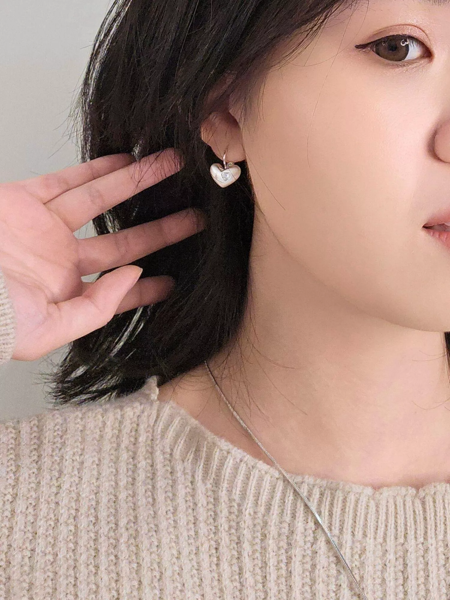 復古刻紋愛心耳扣｜刻劃悸動・全銀感文青小眾首飾