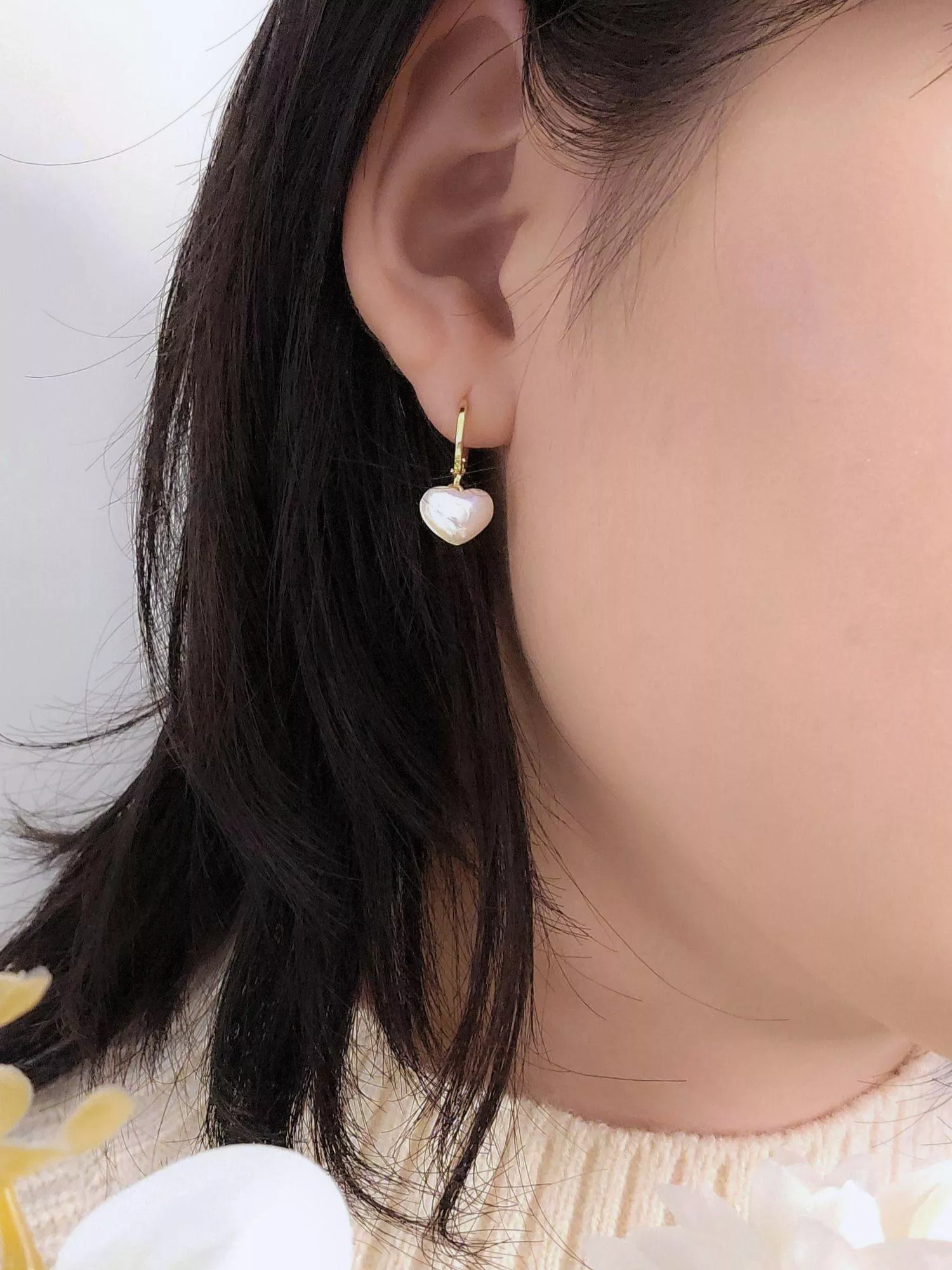 暖陽淡金心形耳扣｜輕熟女知性氣息首選