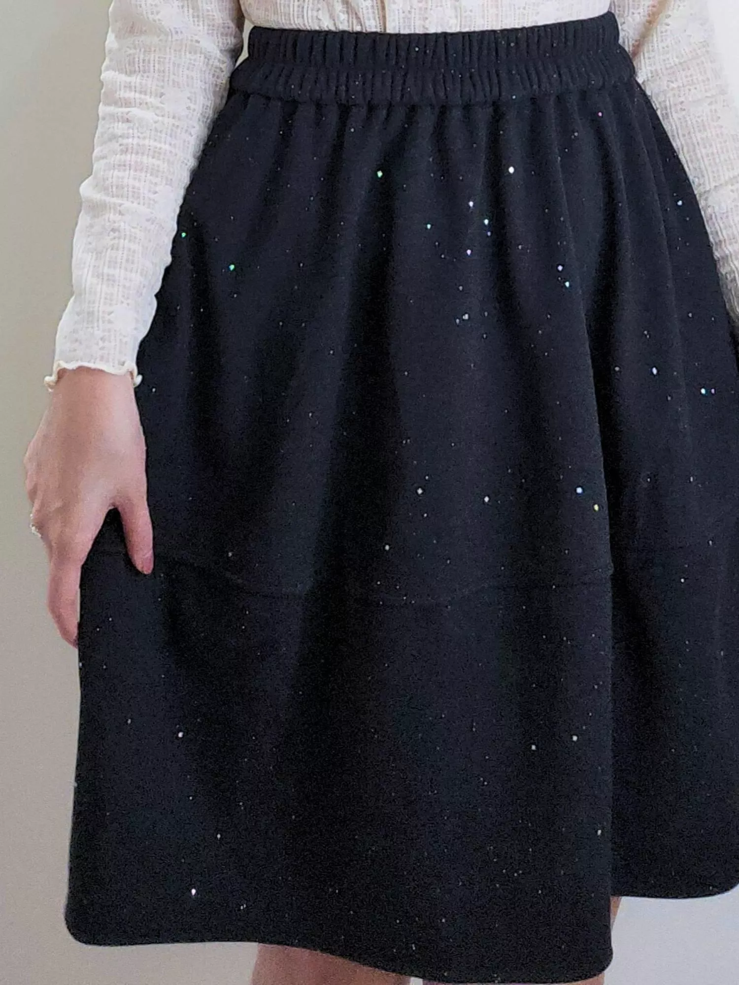 星河漫步毛呢A 字短裙｜閃耀微光細節・修身A字剪裁