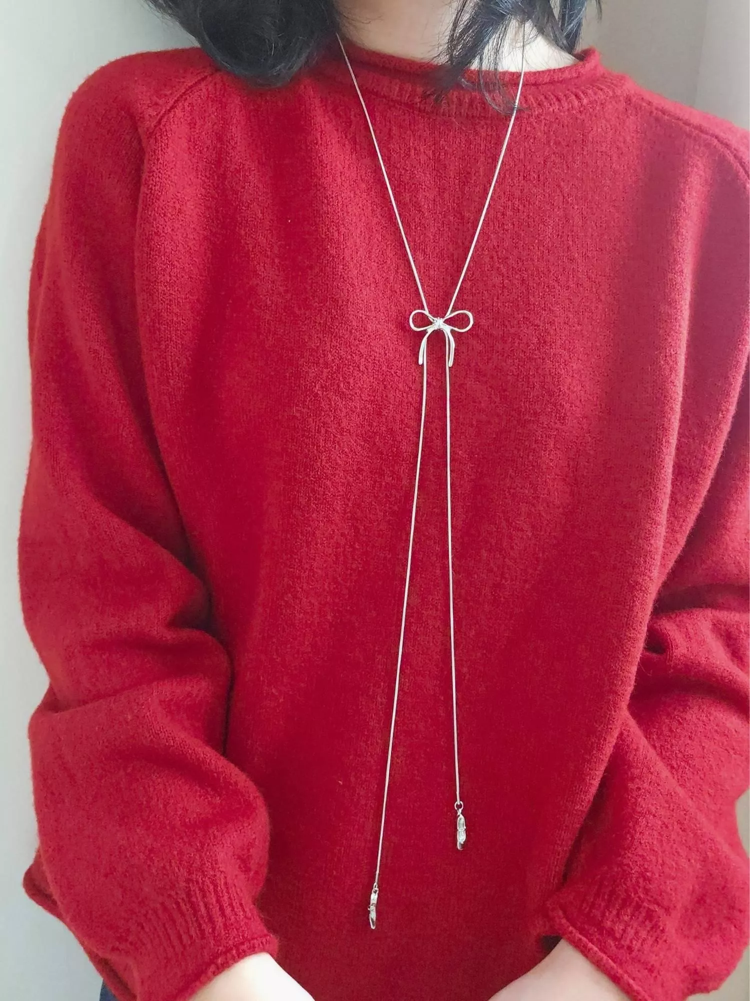 芭蕾舞鞋蝴蝶結絲帶長鍊｜浪漫金屬線條・靈動修飾比例